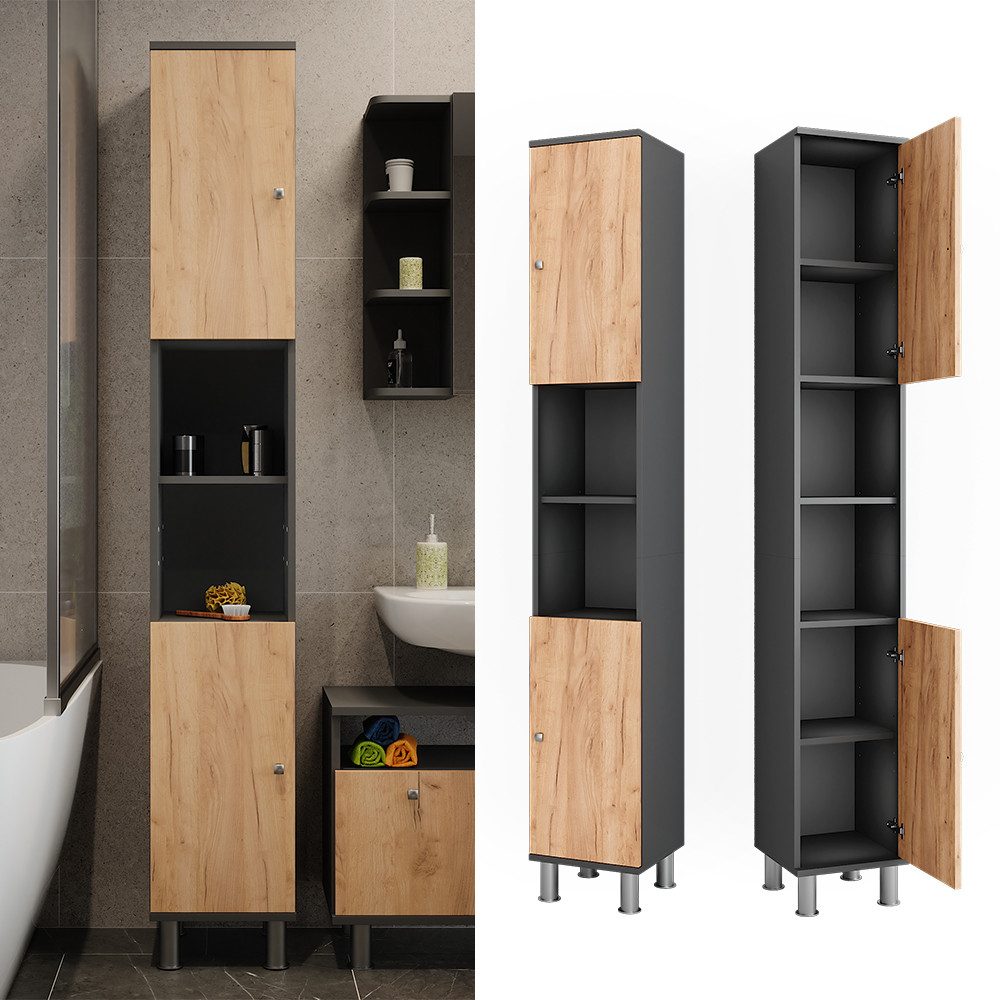 Vicco Hochschrank Fynn, Anthrazit/Goldkraft Eiche, 30 günstig online kaufen
