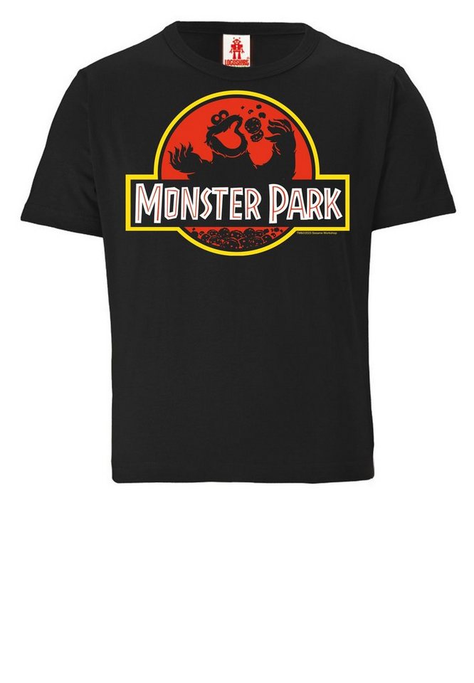 LOGOSHIRT T-Shirt Sesamstrasse Krümelmonster Monster Park mit coolem Print,  Aus reiner Bio-Baumwolle hergestellt – hoher Tragekomfort