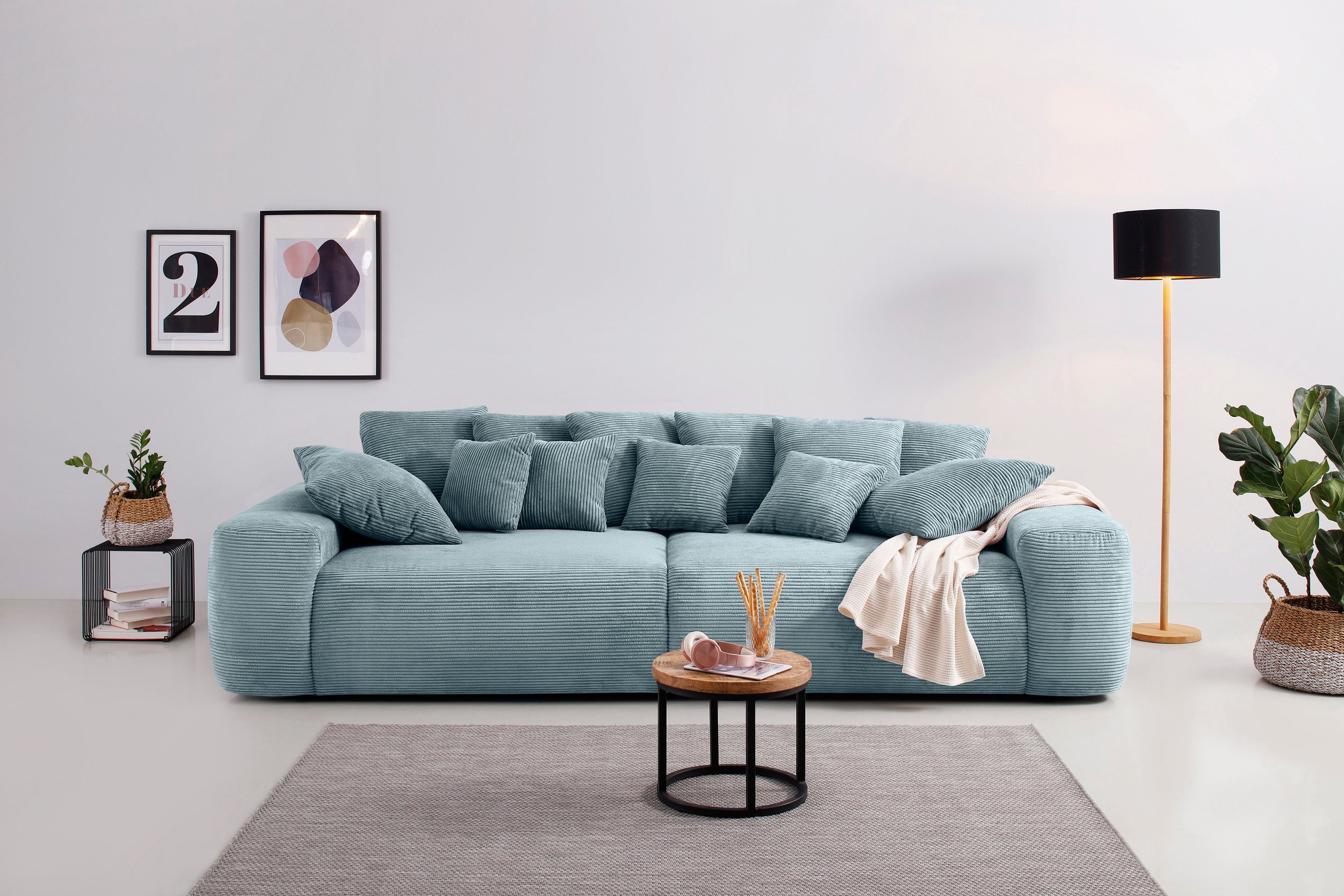 Home affaire Big-Sofa Sundance, Polsterung pro 140 Sitzfläche, bis kg auch zu mit Cord-Bezug für