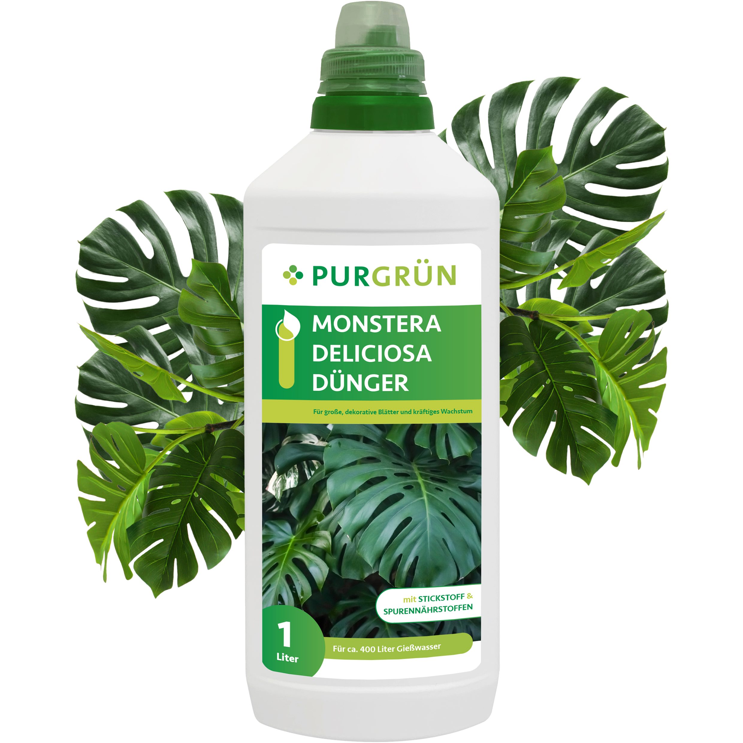Universaldünger Purgrün Monstera Dünger, NPK 10+4+6, für grüne Blätter, 1L