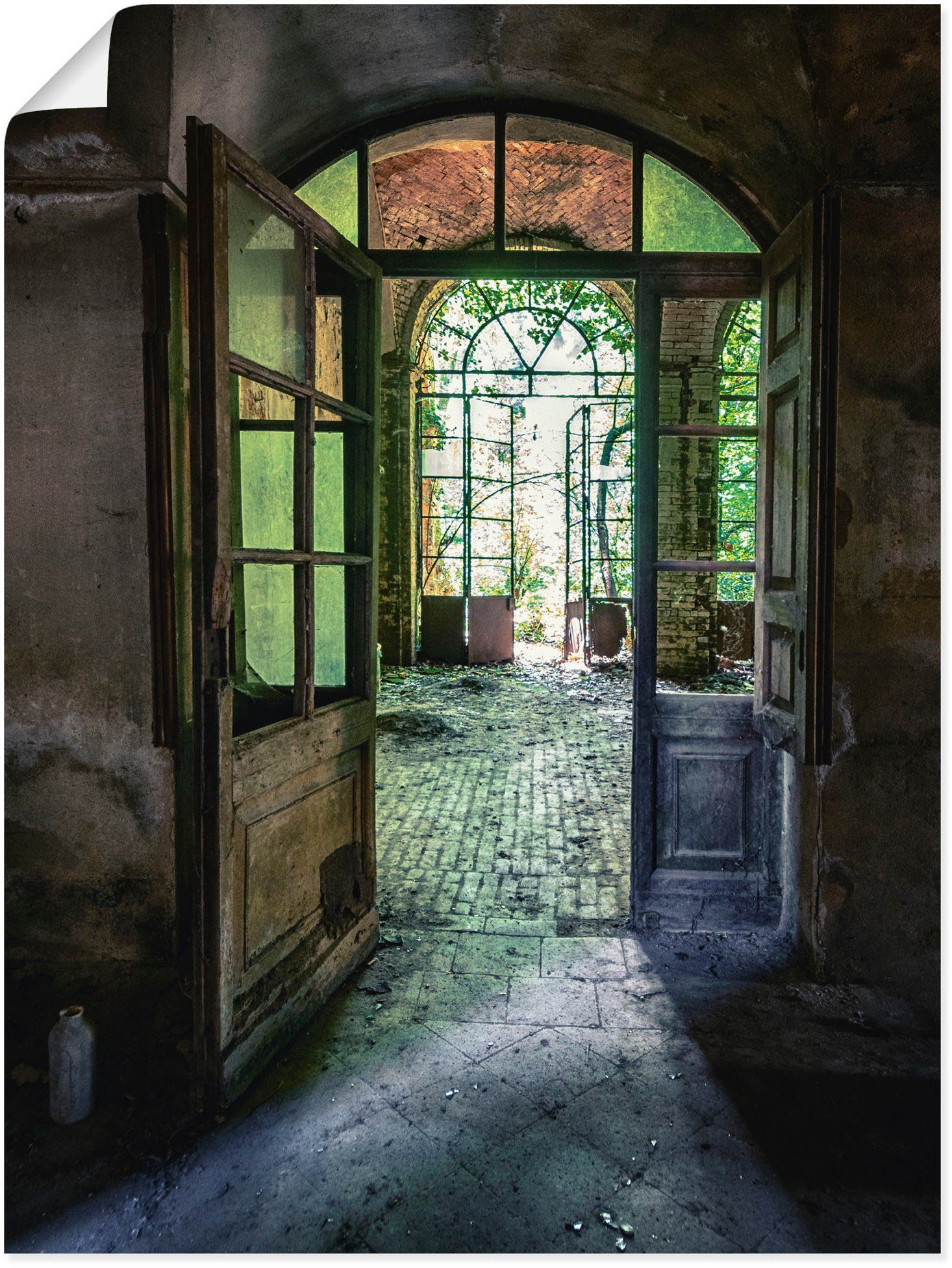 Artland Wandbild Lost Place - Tür als Alubild, Fenster Wandaufkleber Fenster, Leinwandbild, in & Poster oder versch. (1 St), Türen Größen alte