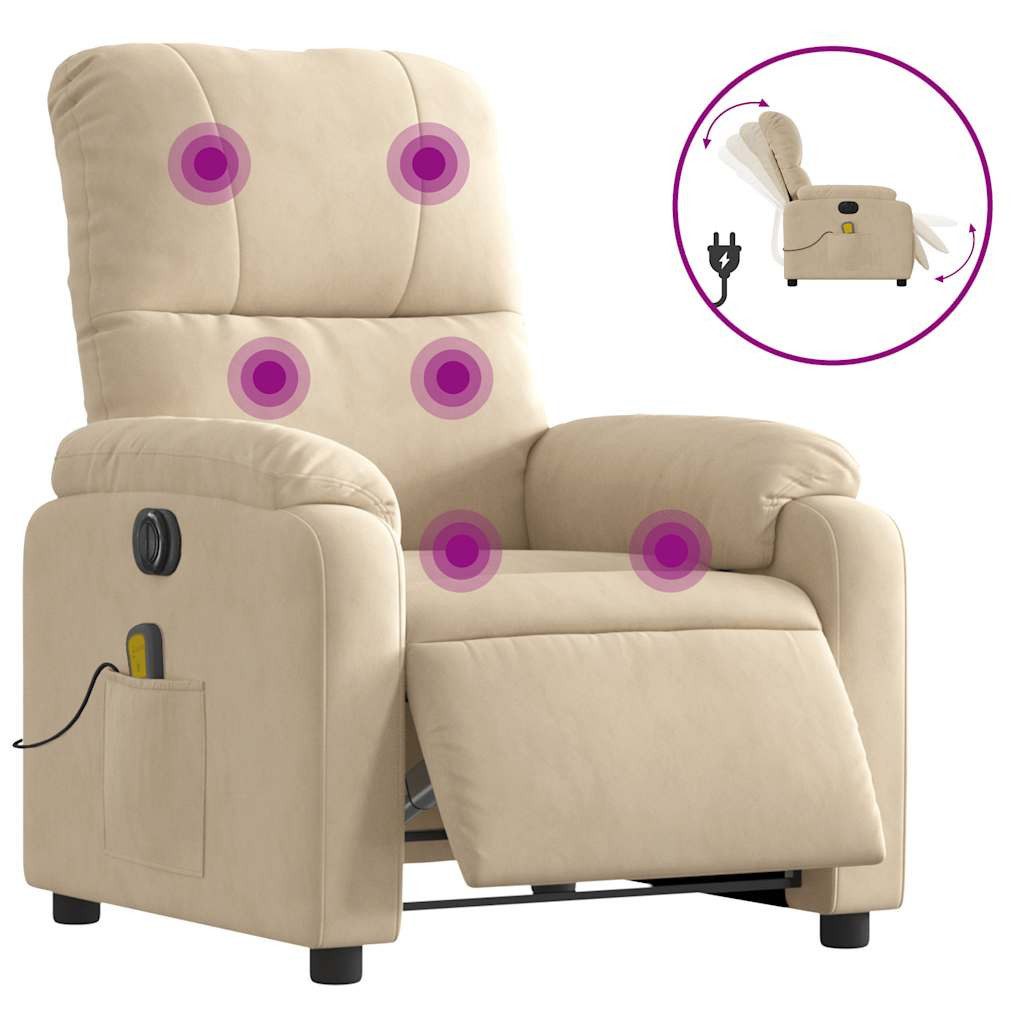 vidaXL Sessel Massagesessel Elektrisch Creme Mikrofasergewebe günstig online kaufen