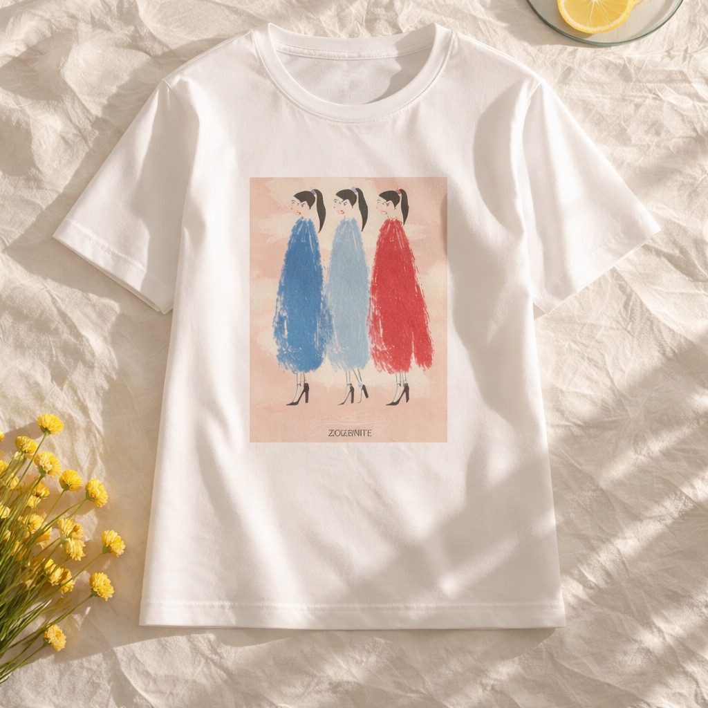Zuckerwatte Rundhalsshirt 25220 modisches Printshirt aus 100% Baumwolle
