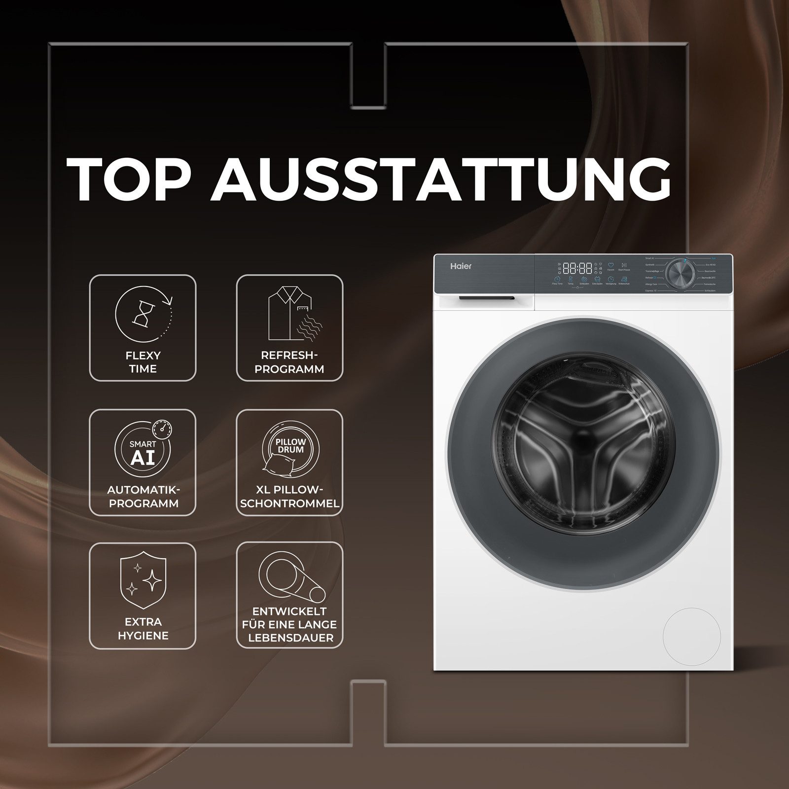 Haier Waschmaschine G3 Serie HW90-BP14637T, 9 kg, 1400 U/min, Smart AI Automatikprogramm – Bild 3 von 5