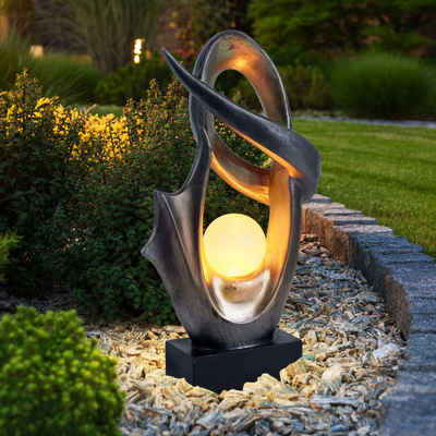 etc-shop Gartenleuchte, LED-Leuchtmittel fest verbaut, LED Solar Deko Außen Lampe Feuer Effekt Garten Terrassen
