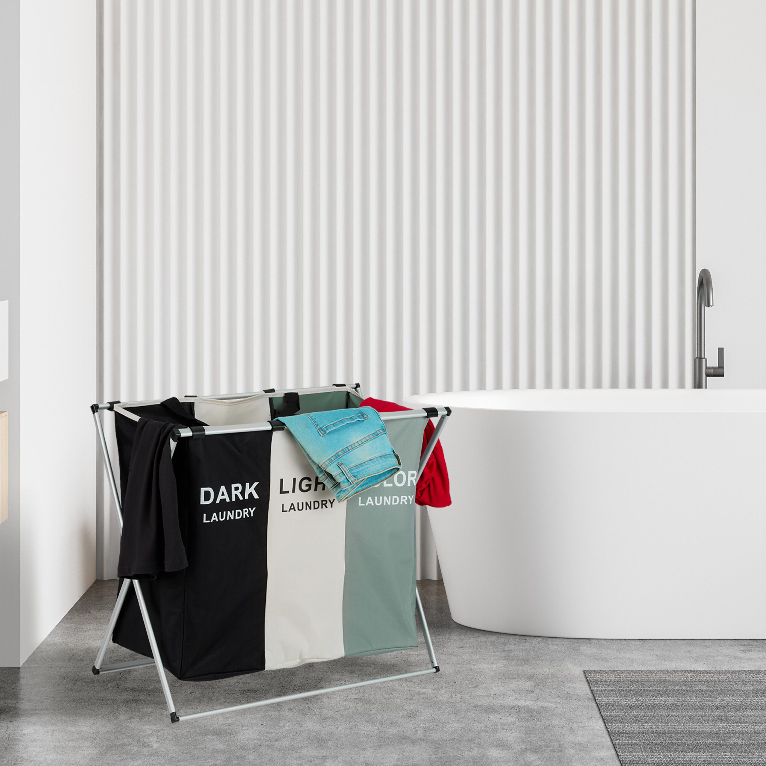 relaxdays Wäschekorb Faltbarer Wäschesammler 3 Fächer günstig online kaufen