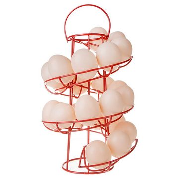 BlauCoastal Eierkorb Egg Skelter Moderner Spiral-Spender, (Präsentationskorb für Küchentheke, rot), freistehender Drahthalter für Hühnereier