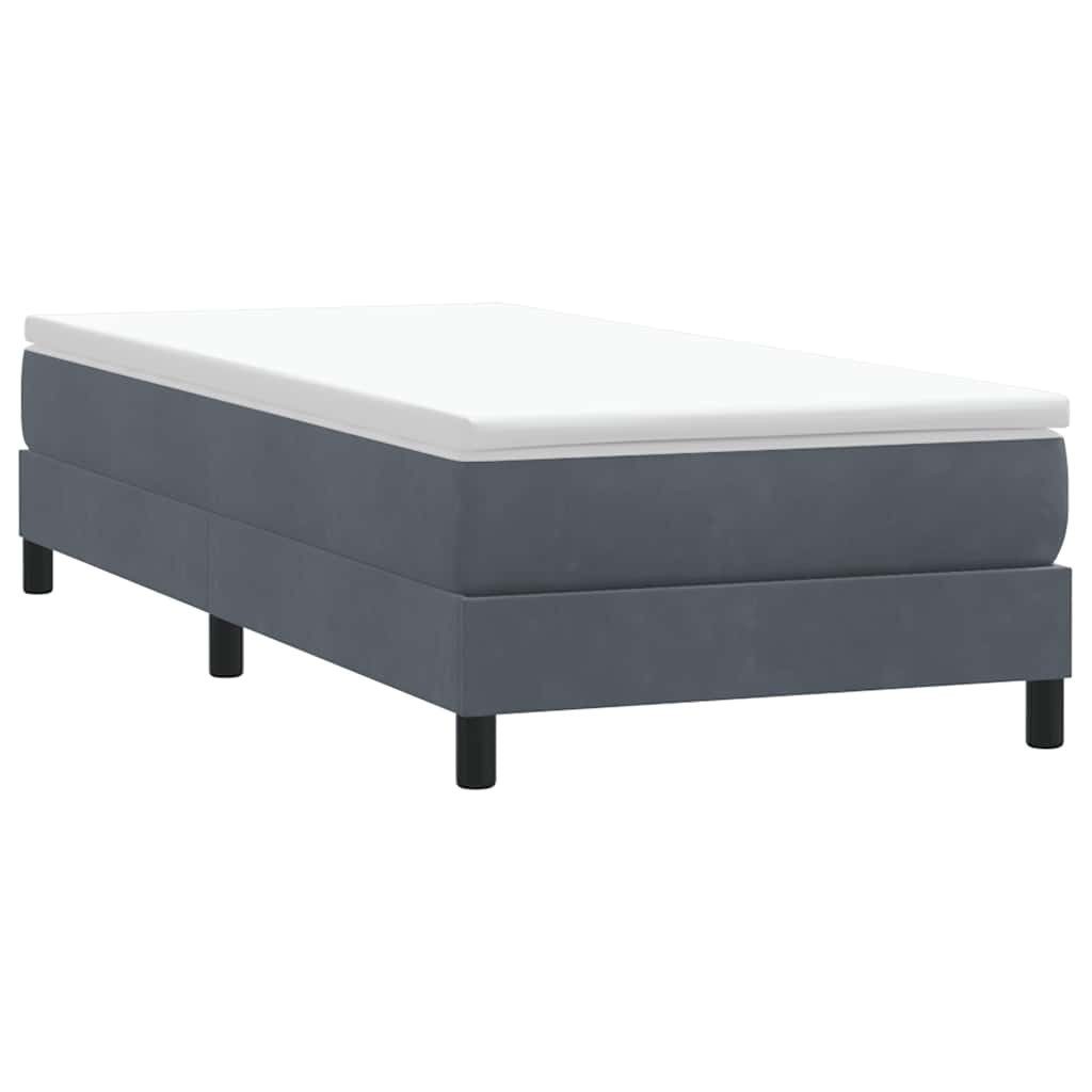 vidaXL Bett Boxspringbett ohne Matratze Dunkelgrau 90x210 cm Samt – Bild 2 von 5