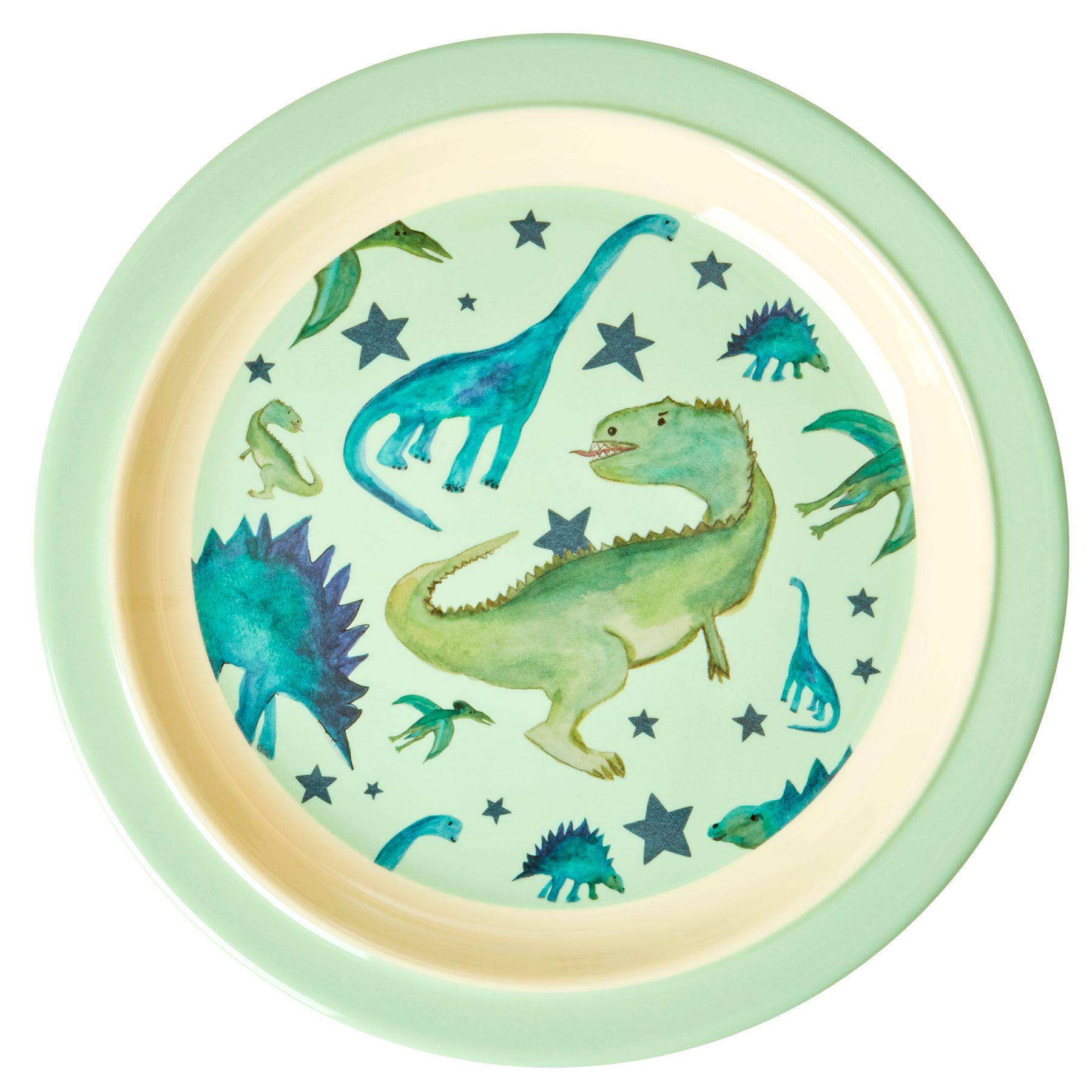 rice Тарелка для завтрака Rice Kinderteller - Hellgrün - Plate With Dino Print