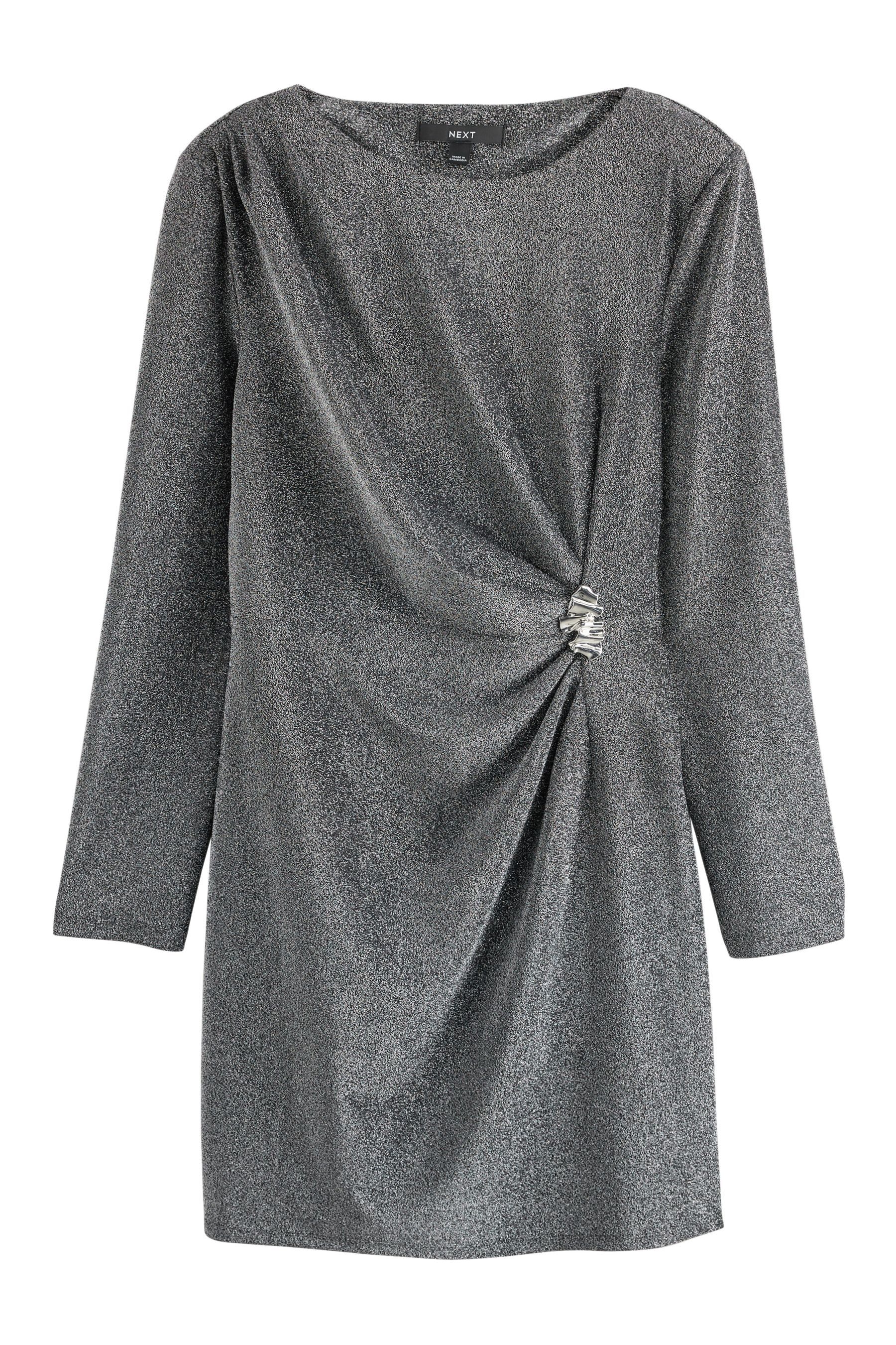 Next Minikleid Gerafftes Minikleid mit langen Ärmeln und (1-tlg)