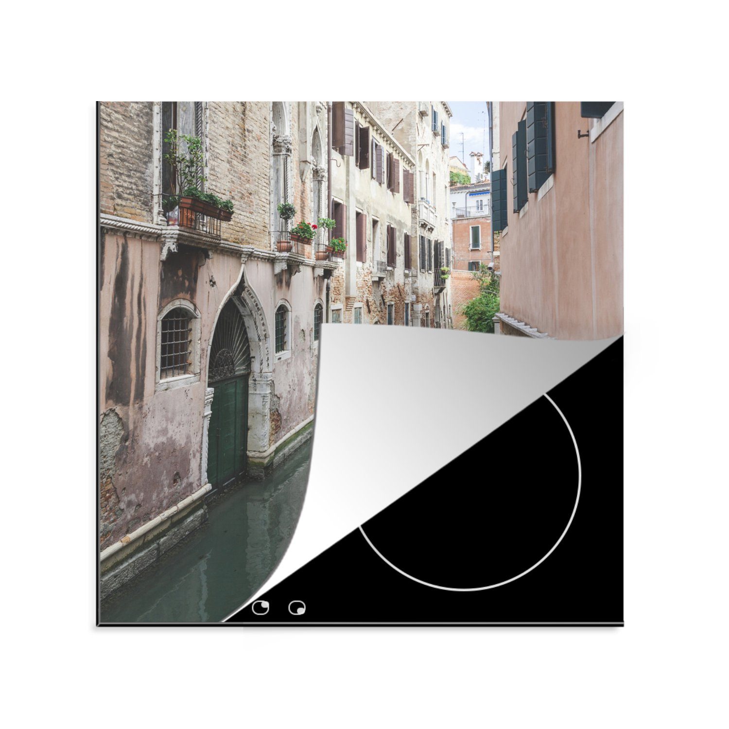 MuchoWow Herdblende-/Abdeckplatte Gebäude in Venedig, Vinyl, (1 tlg), 78x78 cm, Ceranfeldabdeckung, Arbeitsplatte für küche
