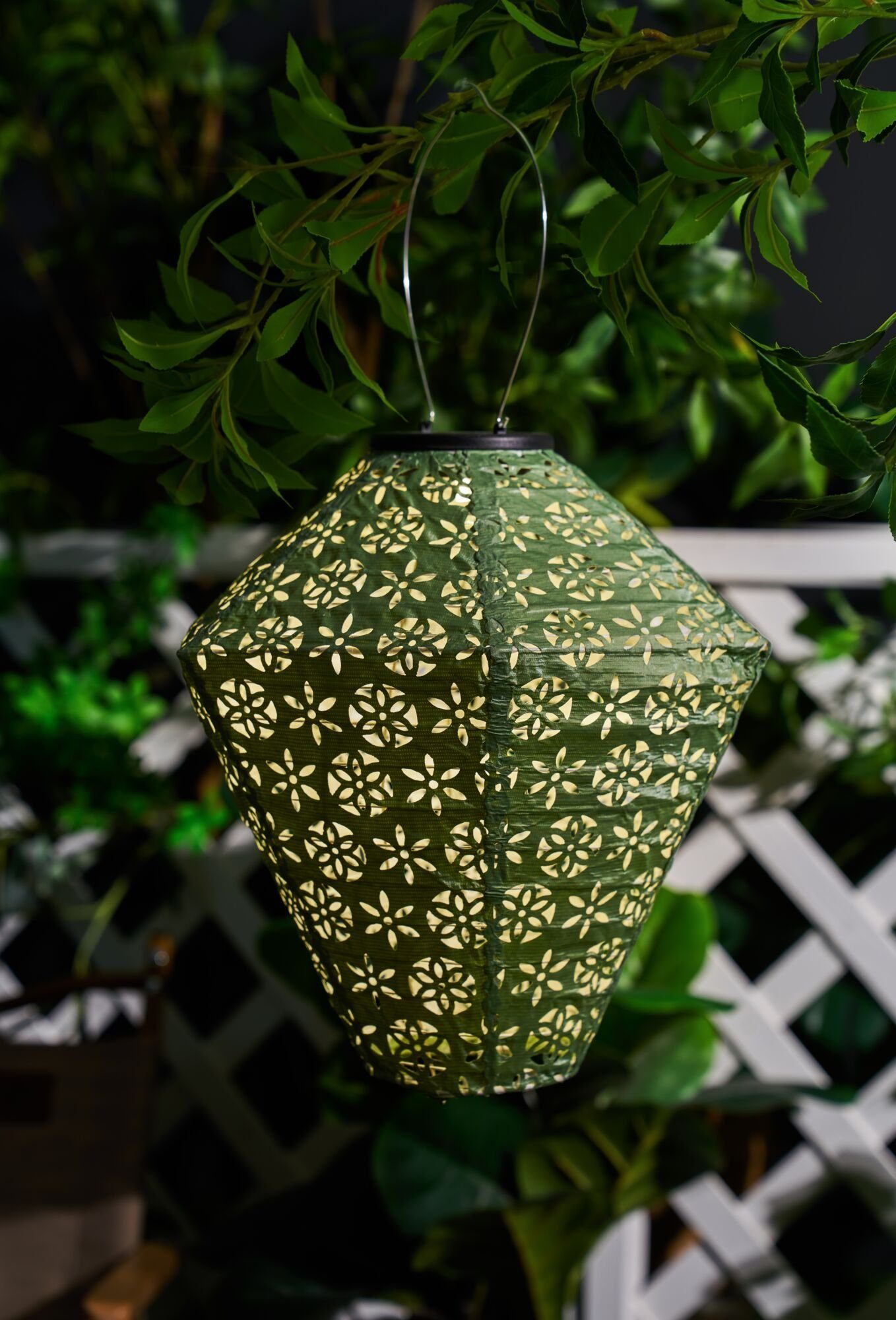 Pauleen LED Laterne Sunshine Flower Lampion LED Solar fest Tyvek grün Vlies, integriert