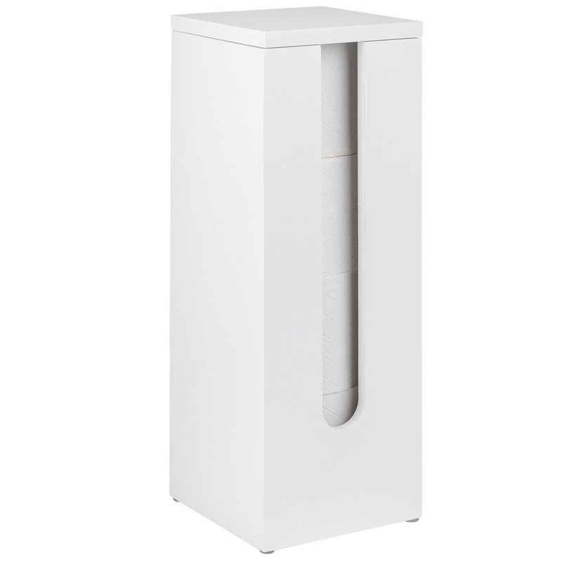 ONVAYA Toiletten-Ersatzrollenhalter »Toilettenpapier Aufbewahrung aus Bambus für bis zu 4 Rollen, Stehender Ersatzrollenhalter in Weiß mit Deckel und Griff«