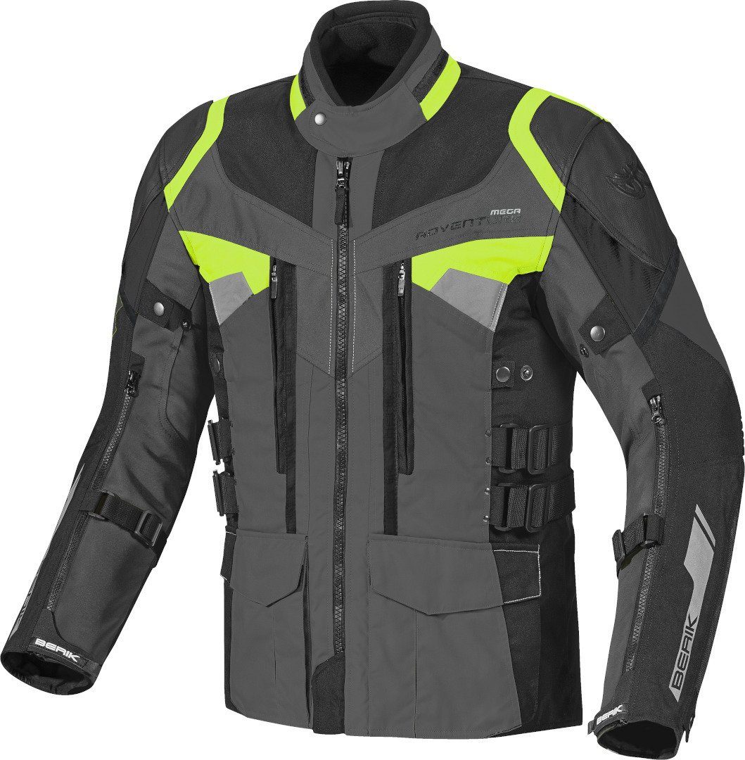 Berik Motorradjacke Striker wasserdichte 3in1 Motorrad Textiljacke Dark Grey/Black/Fluo Yellow