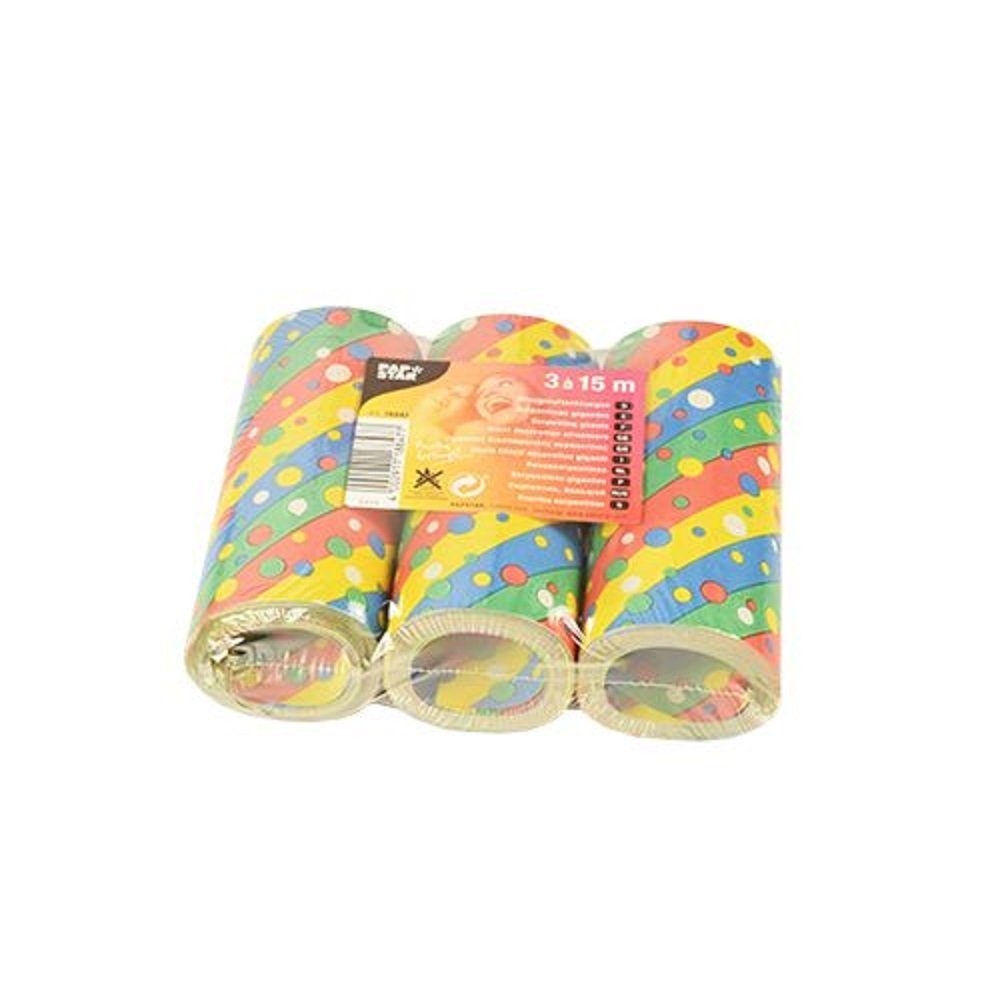 PAPSTAR Luftschlange 3 Rollen Riesenluftschlange CONFETTI 1,4cm breit