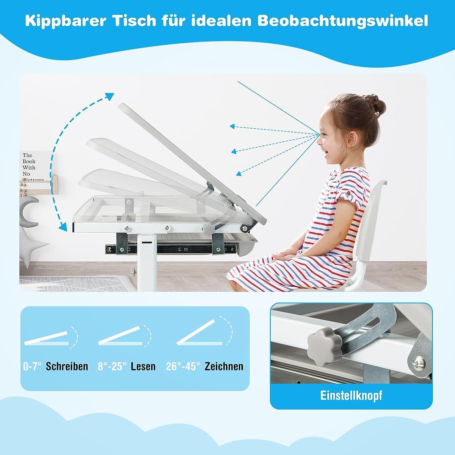 KOMFOTTEU Schreibtisch mit Stuhl (Set), höhenverstellbare günstig online kaufen