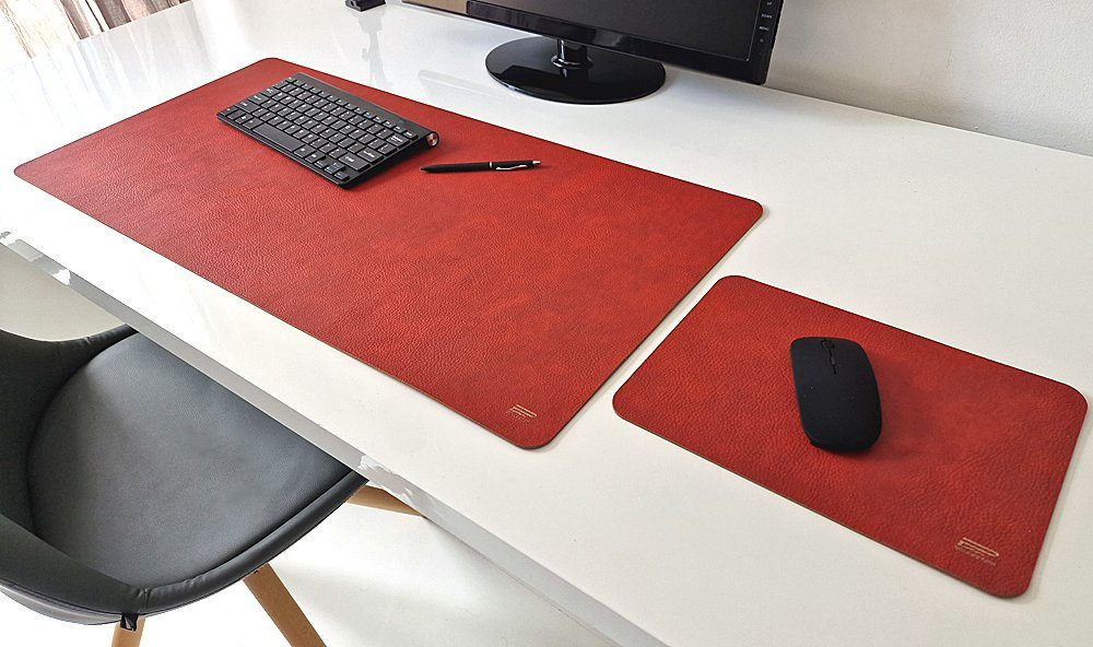 Profi Mats Schreibtischunterlage Schreibtischunterlage Just Kunst Leder 80x38cm mit Mauspad 29x20cm