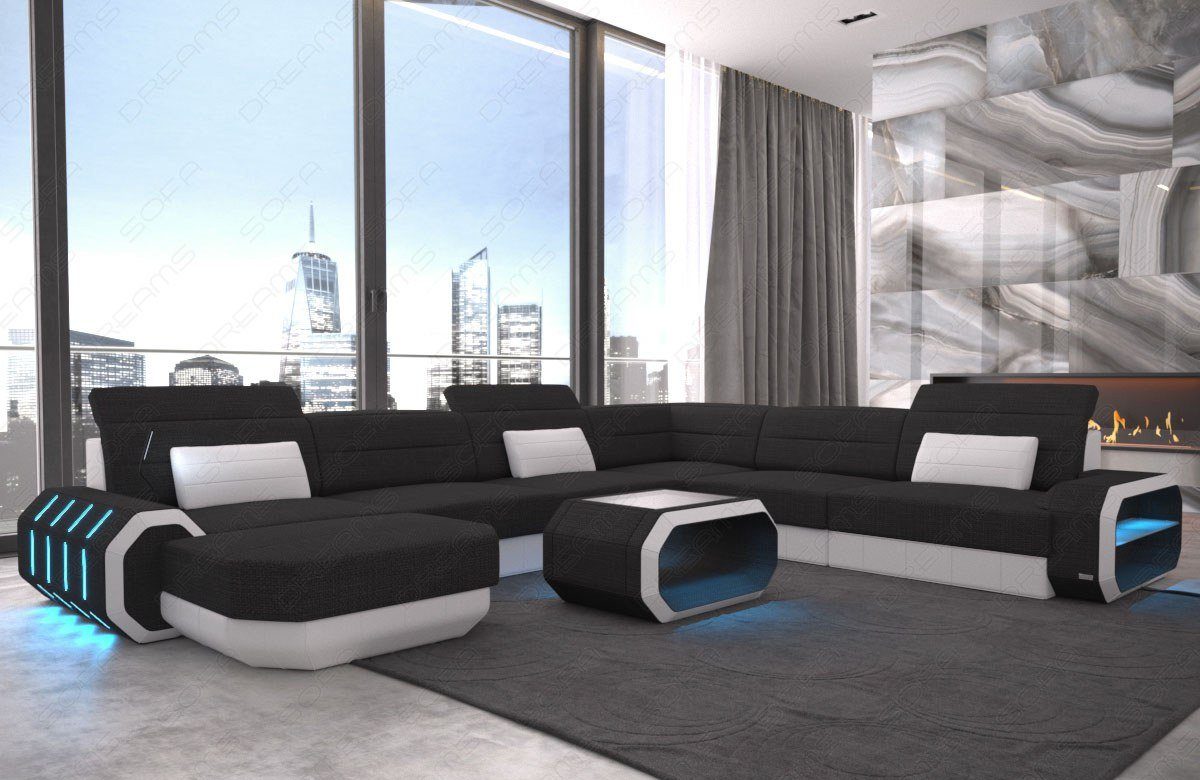 Wohnlandschaft Design Polster Stoffsofa Roma XXL H Strukturstoff Stoff Sofa