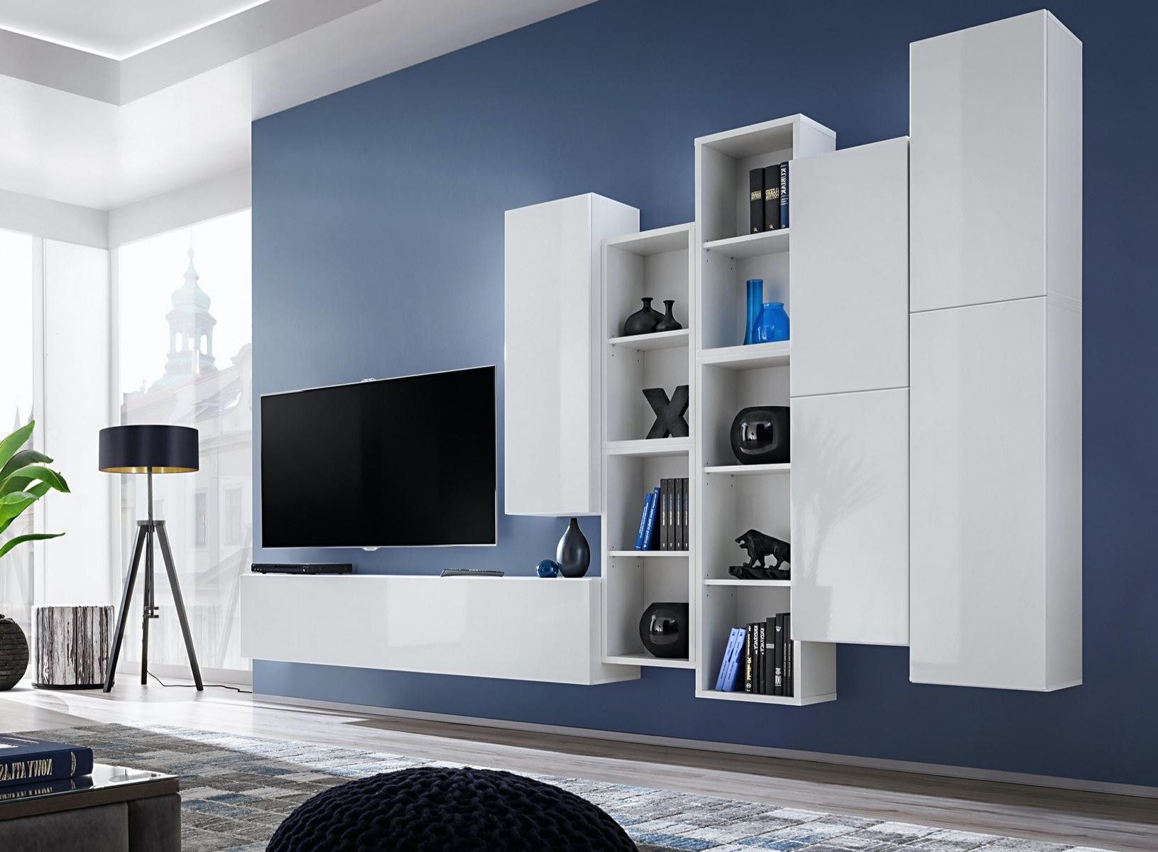 Xlmoebel Wohnwand Moderne Designer Wohnzimmer Einrichtung mit TV-Ständer und Regale, Made in Europa