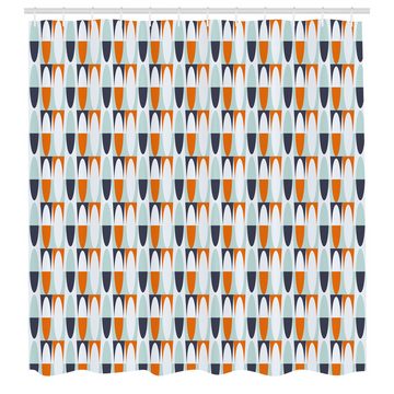 Abakuhaus Duschvorhang Moderner Digitaldruck mit 12 Haken auf Stoff Wasser Resistent Breite 175 cm, Höhe 180 cm, Abstrakt Bicolor Runde Lange Formen