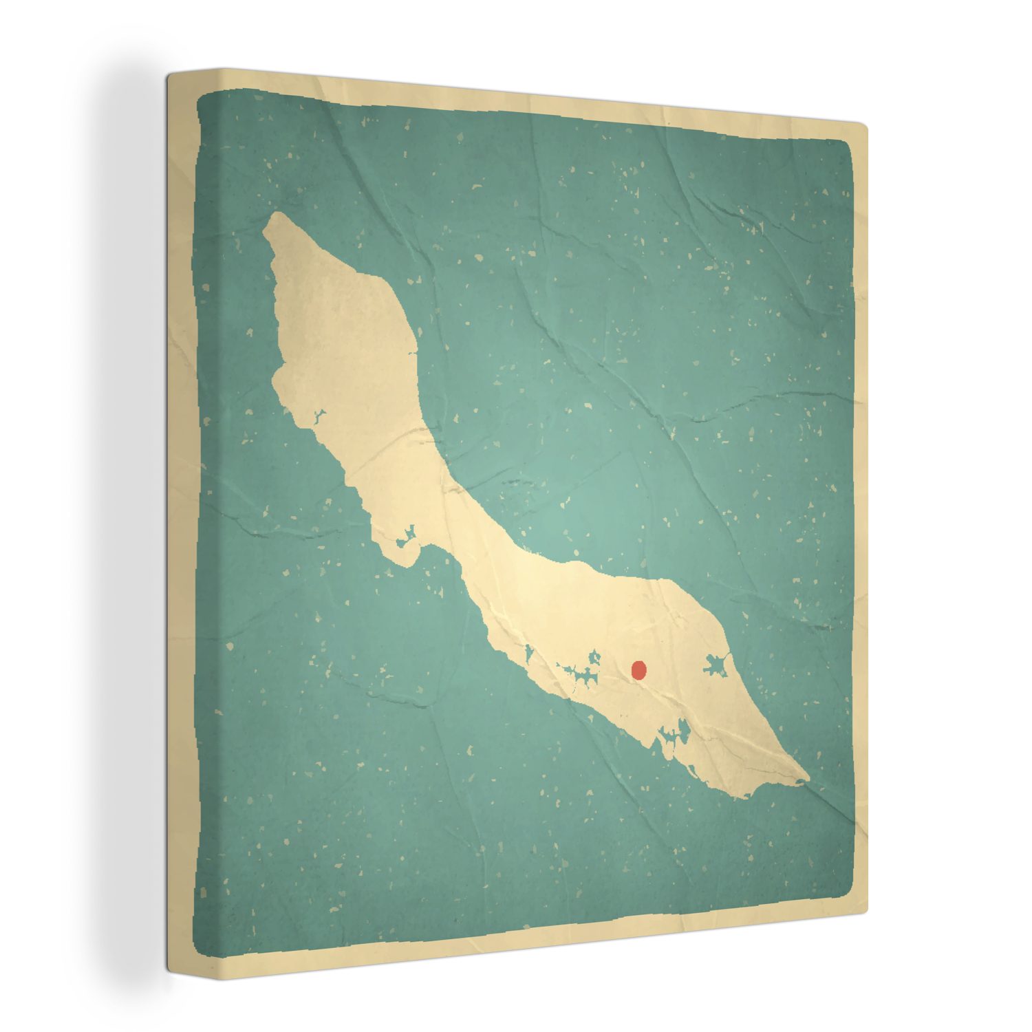 OneMillionCanvasses® Leinwandbild Eine Illustration einer altmodischen Karte mit Curacao darauf, (1 St), Leinwand Bilder für Wohnzimmer Schlafzimmer