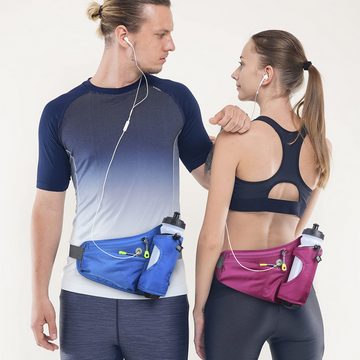 Einfach Gürteltasche Outdoor-Hüfttasche Fitness-Wasserflaschenhalter, Sport-Hüfttasche (Ideal zum Laufen, Wandern und Klettern, blau), Mit Wasserflaschenhalter, Handyaufbewahrung, reflektierenden Streifen