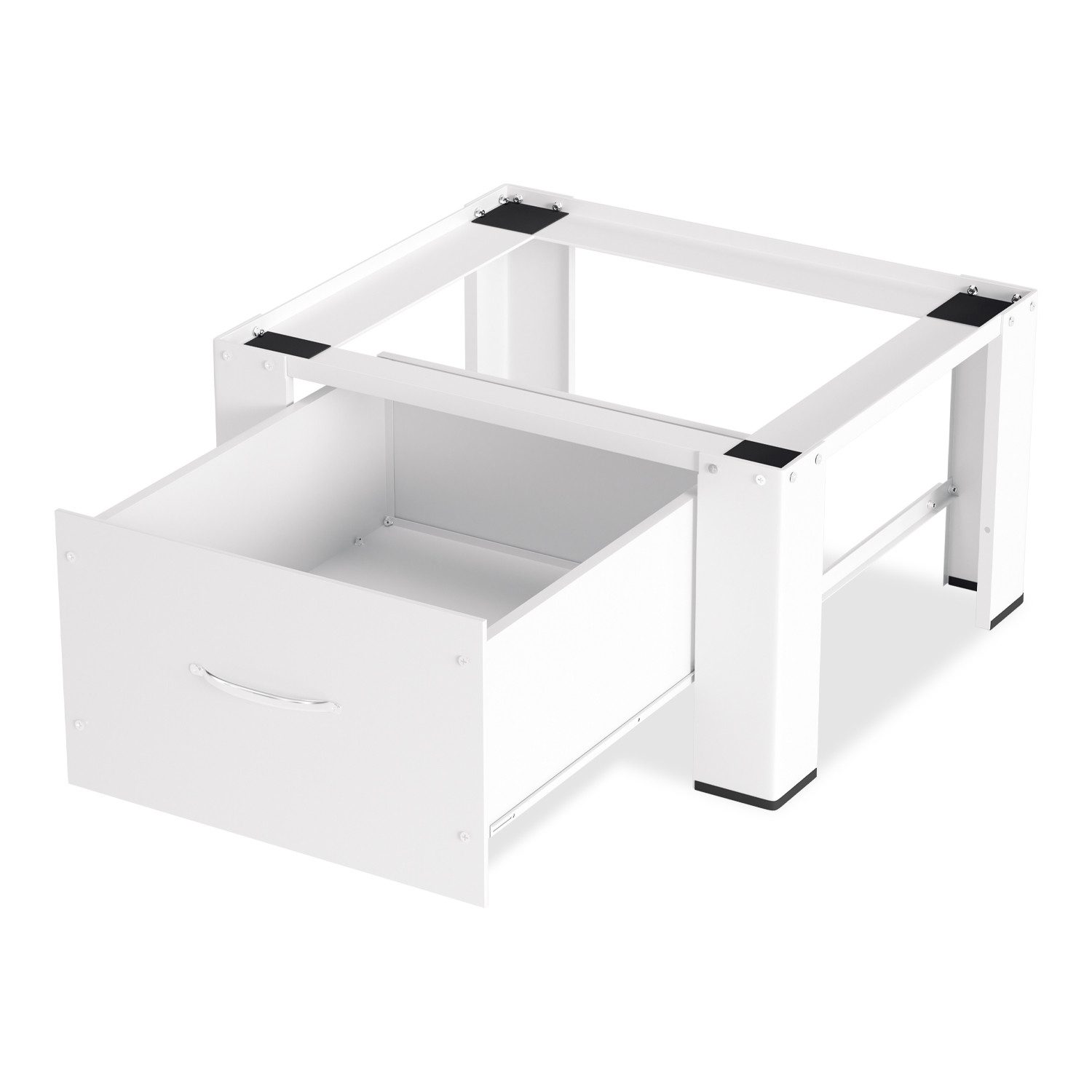 Clanmacy Waschmaschinenuntergestell Waschmaschinen Untergestell mit Schublade aus Stahl Weiß Bis 150kg