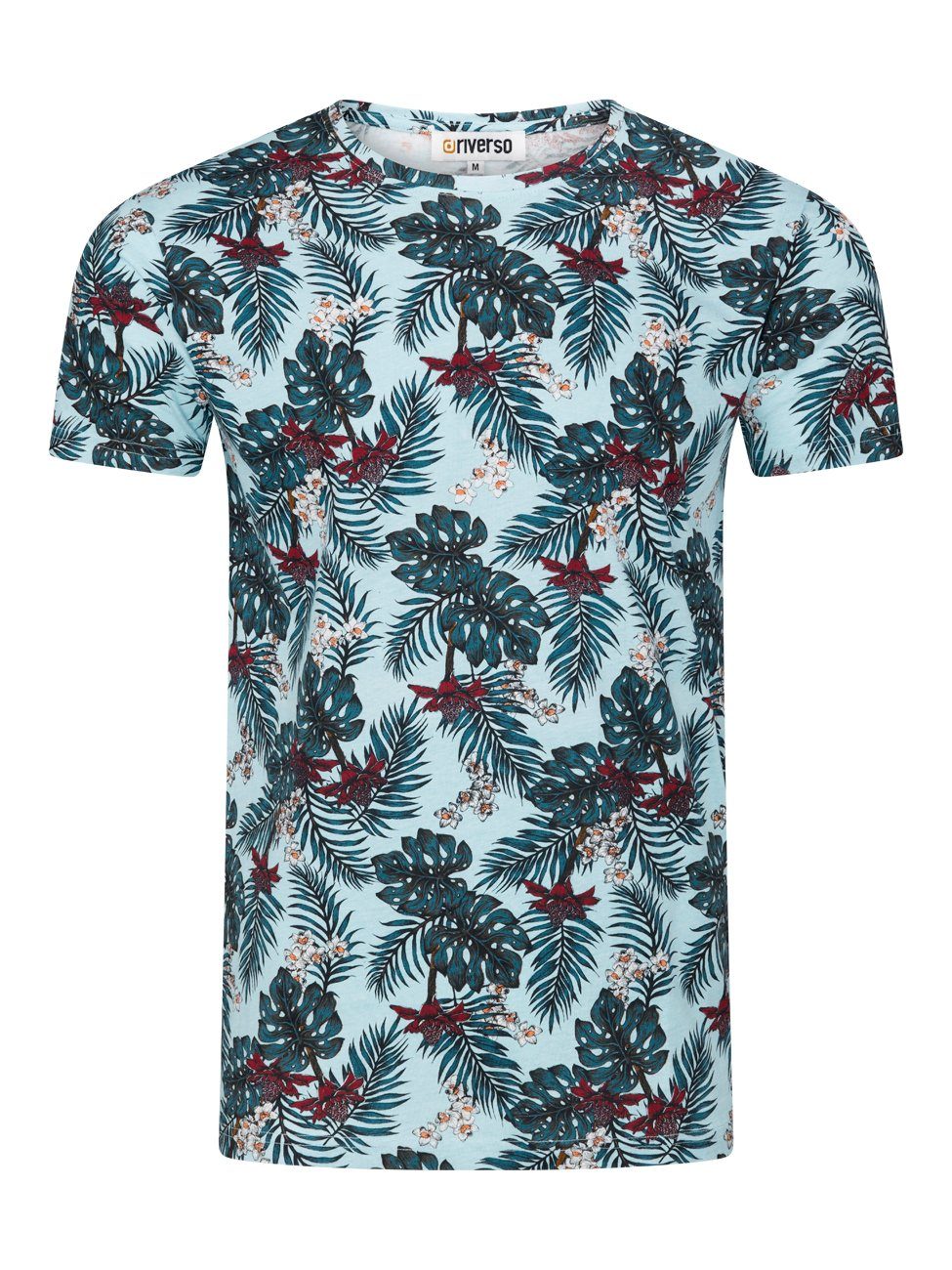 riverso T-Shirt Herren Printshirt RIVBill Regular Fit (2-tlg) Kurzarm Hawaiishirt mit Rundhalsausschnitt aus 100% Baumwolle – Bild 2 von 5