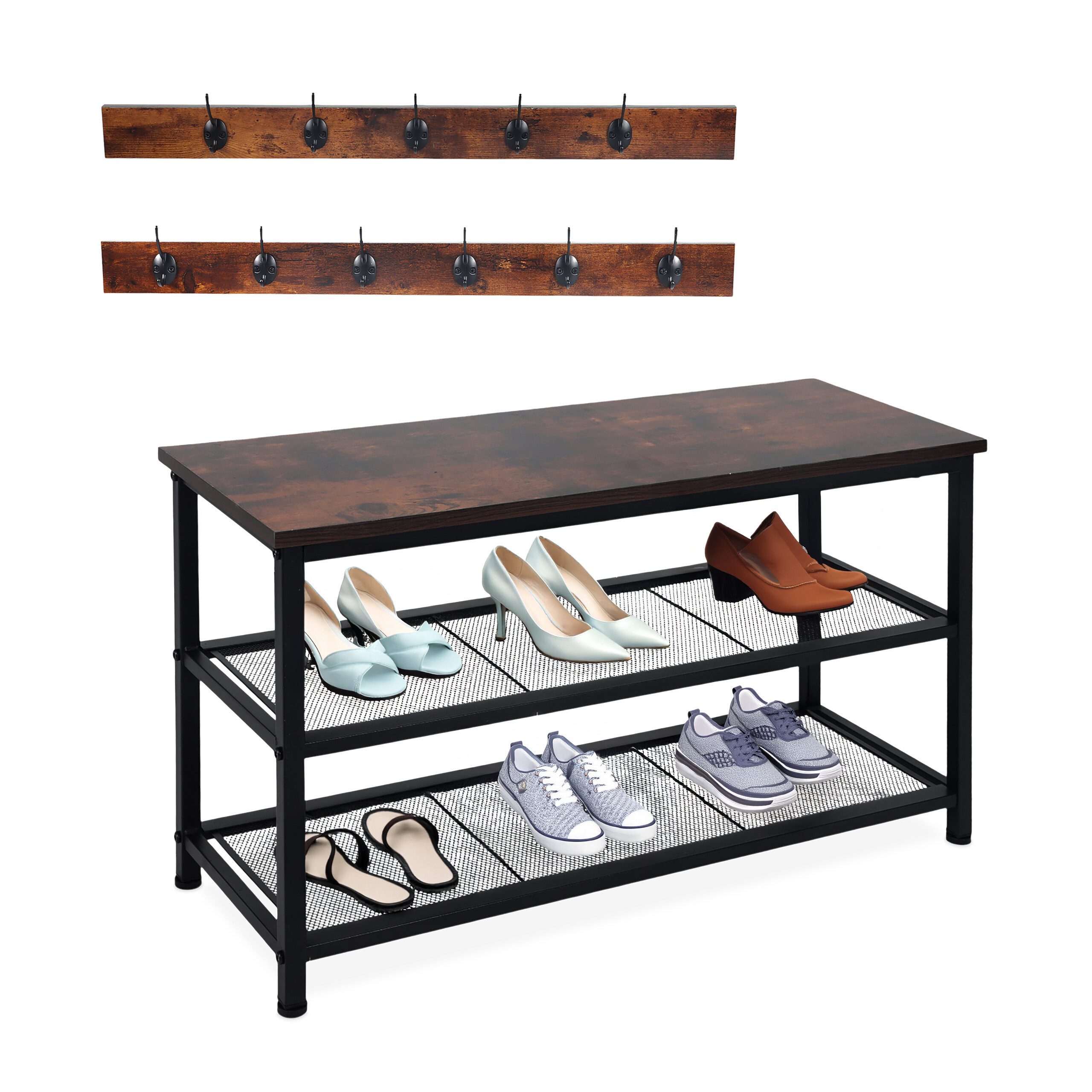 relaxdays Schuhregal mit Garderobe Set