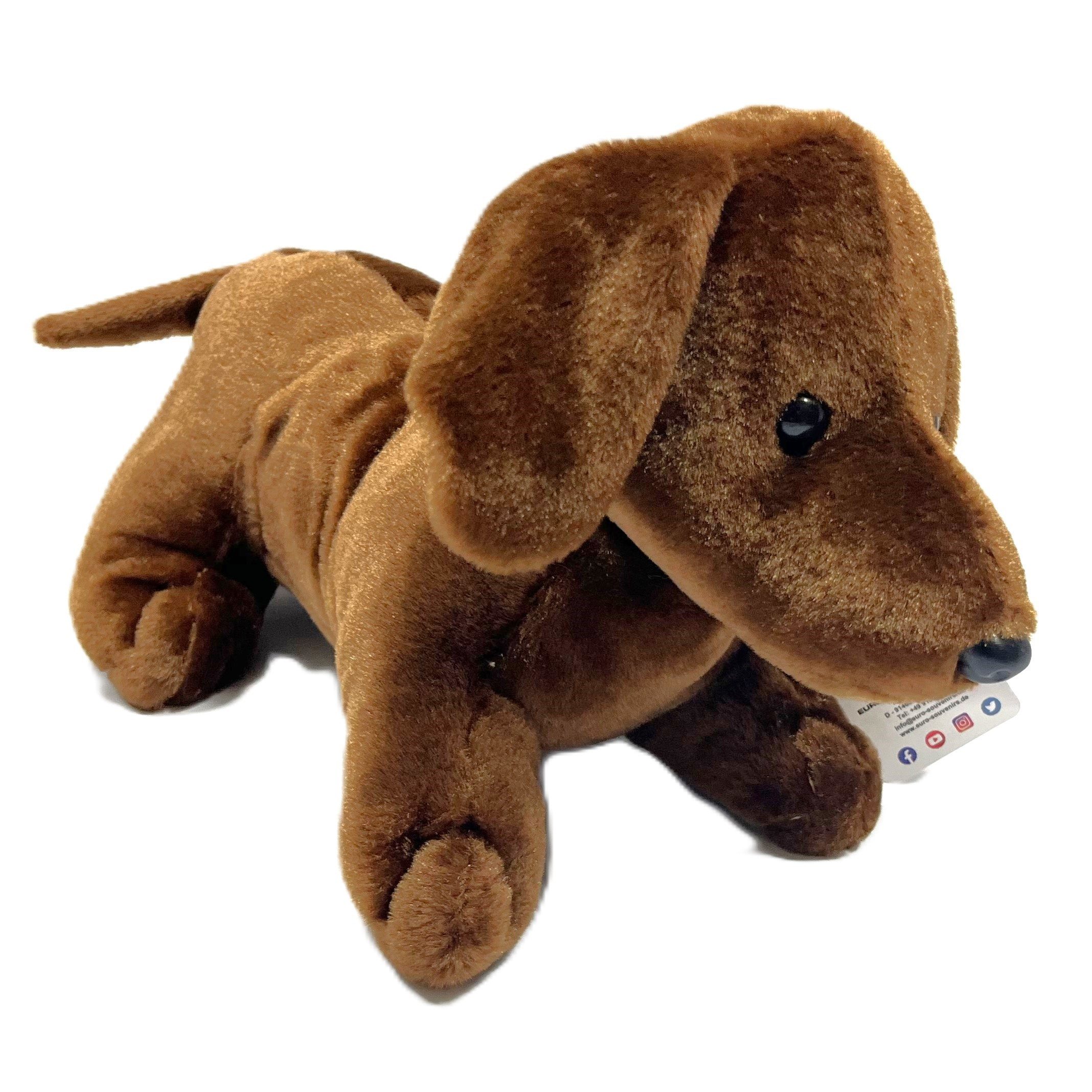 Euro Souvenirs Plüschfigur Stoff Plüsch Hund Dackel Braun 36 cm, Extra Weich