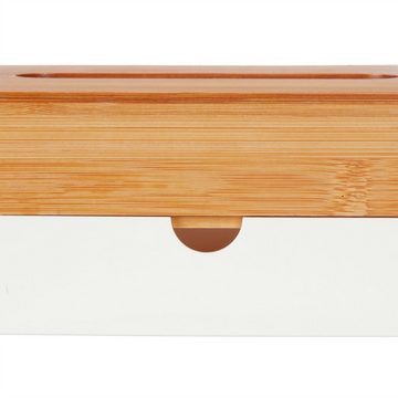 relaxdays Papiertuchbox Weiße Tücherbox mit Bambus-Deckel