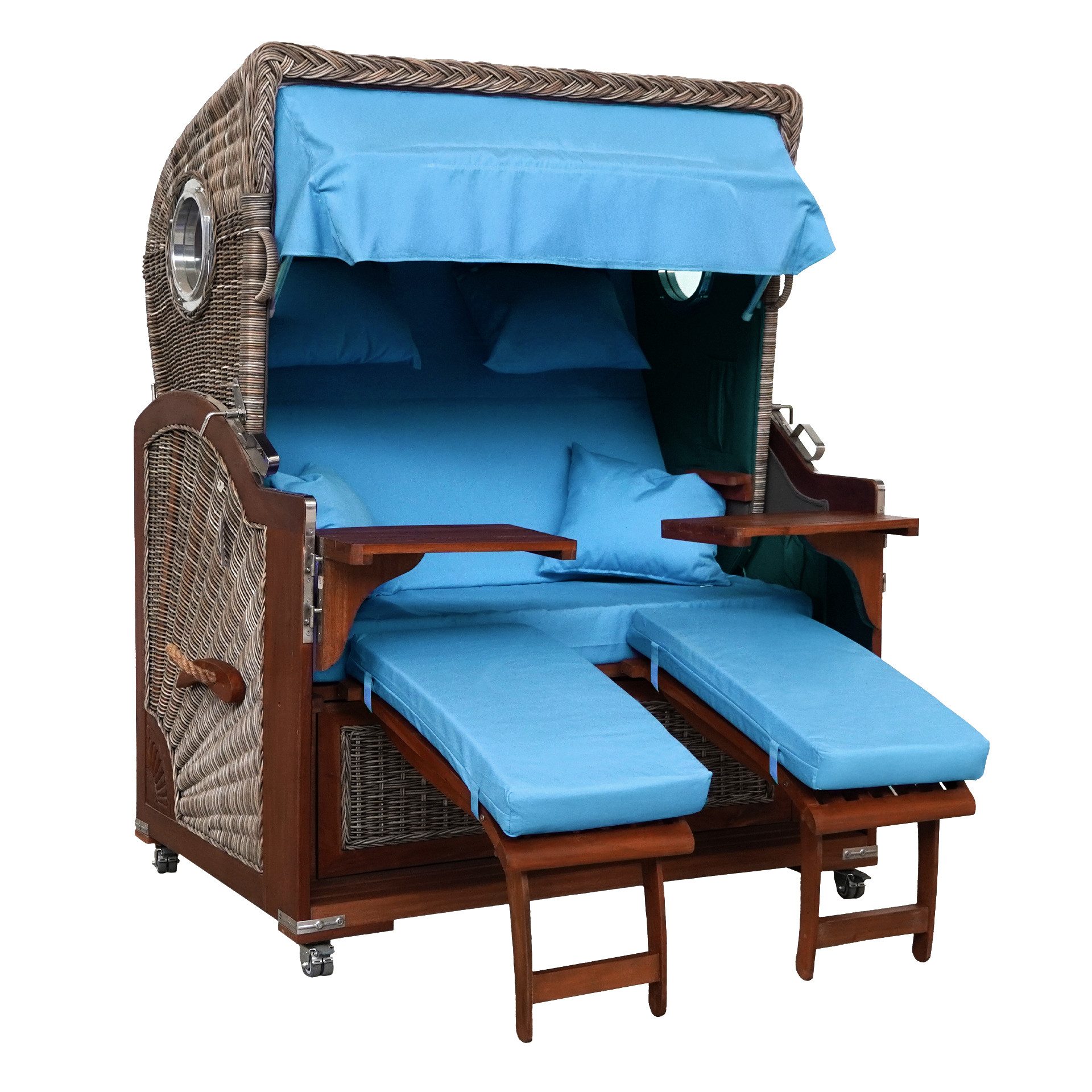 WebaVita Strandkorb Webavita Strandkorb Bali aus massivem rotbraunem Hartholz Türkis, BxTxH: 136x95x160 cm, Strandkorb