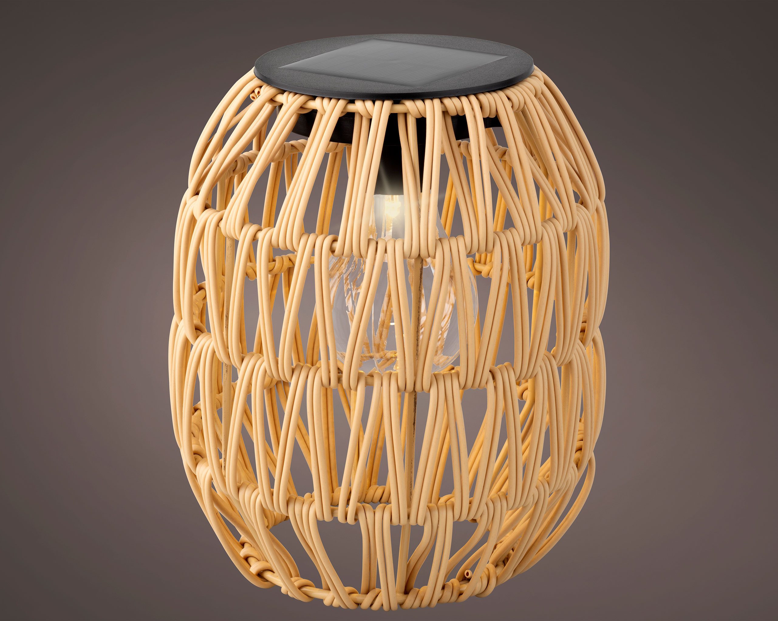 Lumineo LED Laterne, Dauerlicht, warmweiß, Solar Gartenleuchte LED Laterne 16x19cm Kunststoff Beige / Warmweiß