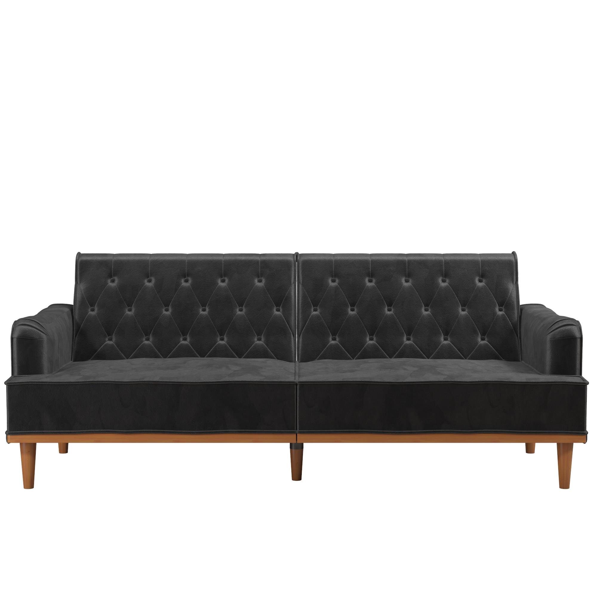 loft24 Schlafsofa Stella, 2-Sitzer Couch mit Verstellfunktion, Samtoptik, Breite 203 cm