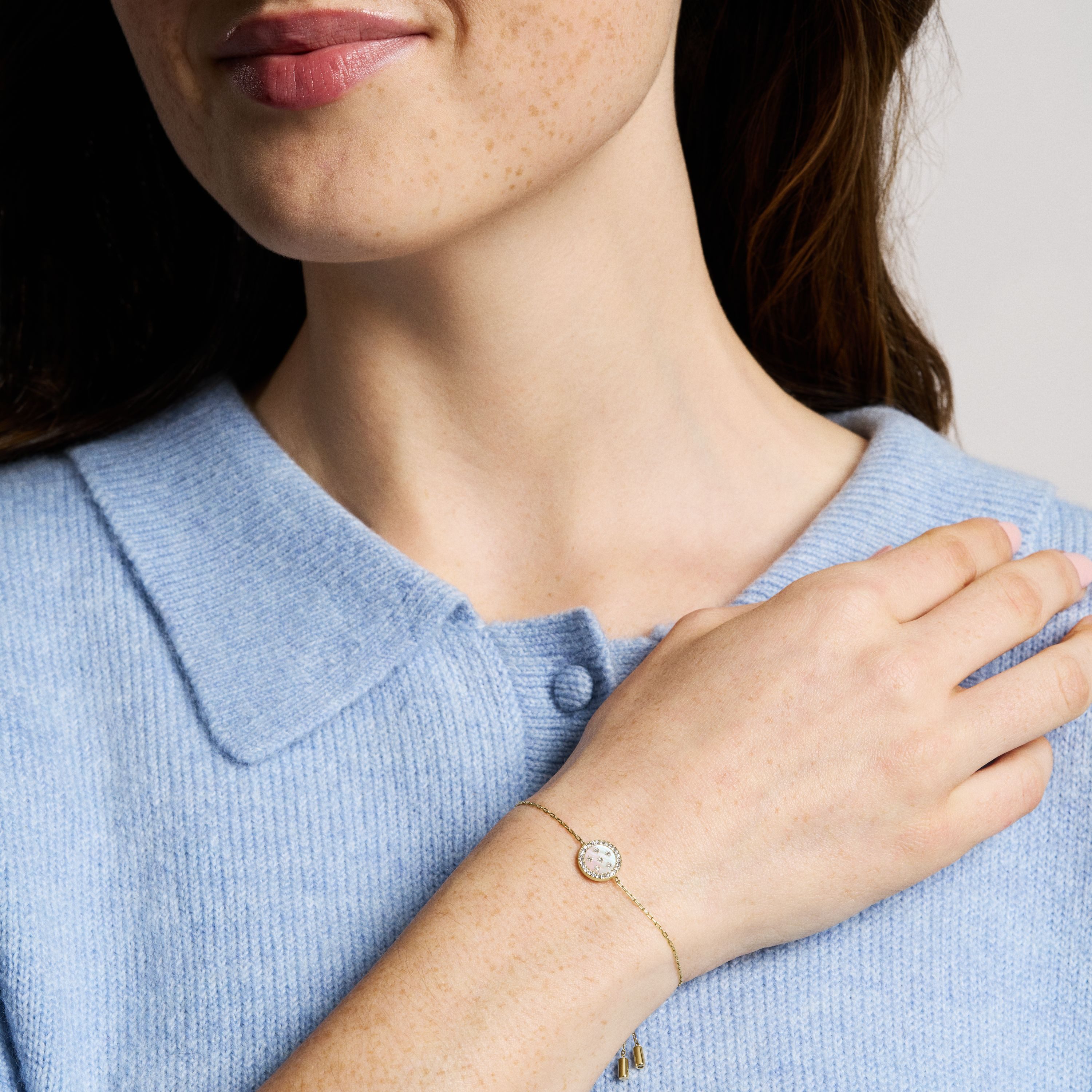 Fossil Armband Schmuck Geschenk Edelstahl JEWELRY, mit Glasstein - mit Perlmutt