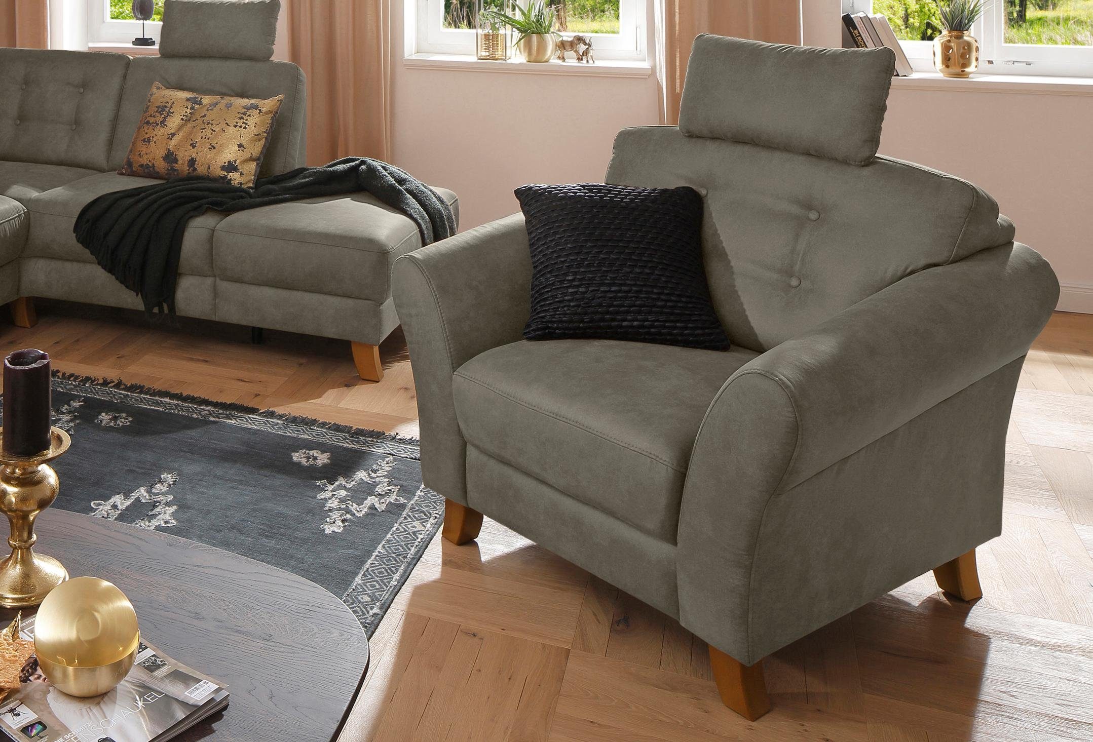 OTTO home Sessel Trondheim, mit Federkern, Knopfheftung im Rücken