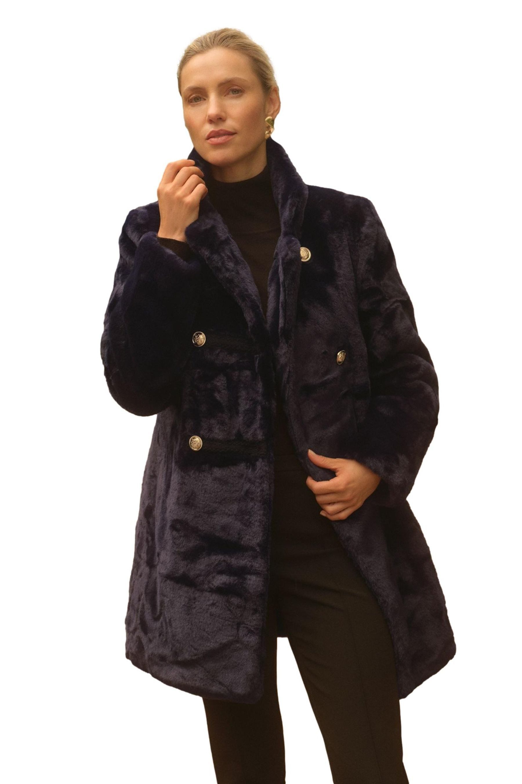 Love & Roses Kurzmantel Love & Roses Frogging-Mantel mit Kunstpelz (1-tlg)