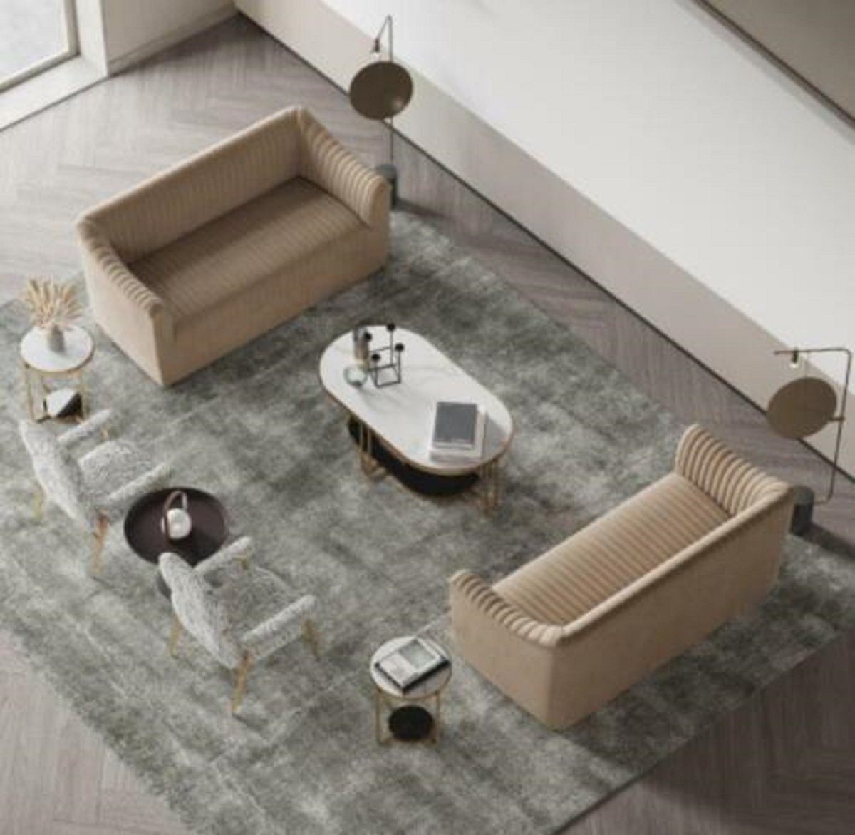 Wohnlandschaft Sitzer Beige in Design Möbel, Sofa Sofa JVmoebel Made Europe Sofagarnitur 2+2 Luxus