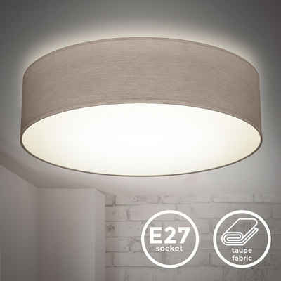 B.K.Licht Deckenleuchte Stoff-Deckenlampe Ø38cm 2-fammig E27 Wohnzimmer LED Halogen, ohne Leuchtmittel, Stoffdeckenleuchte taupe mit Textilschirm Schafzimmer Küche - BKL1221