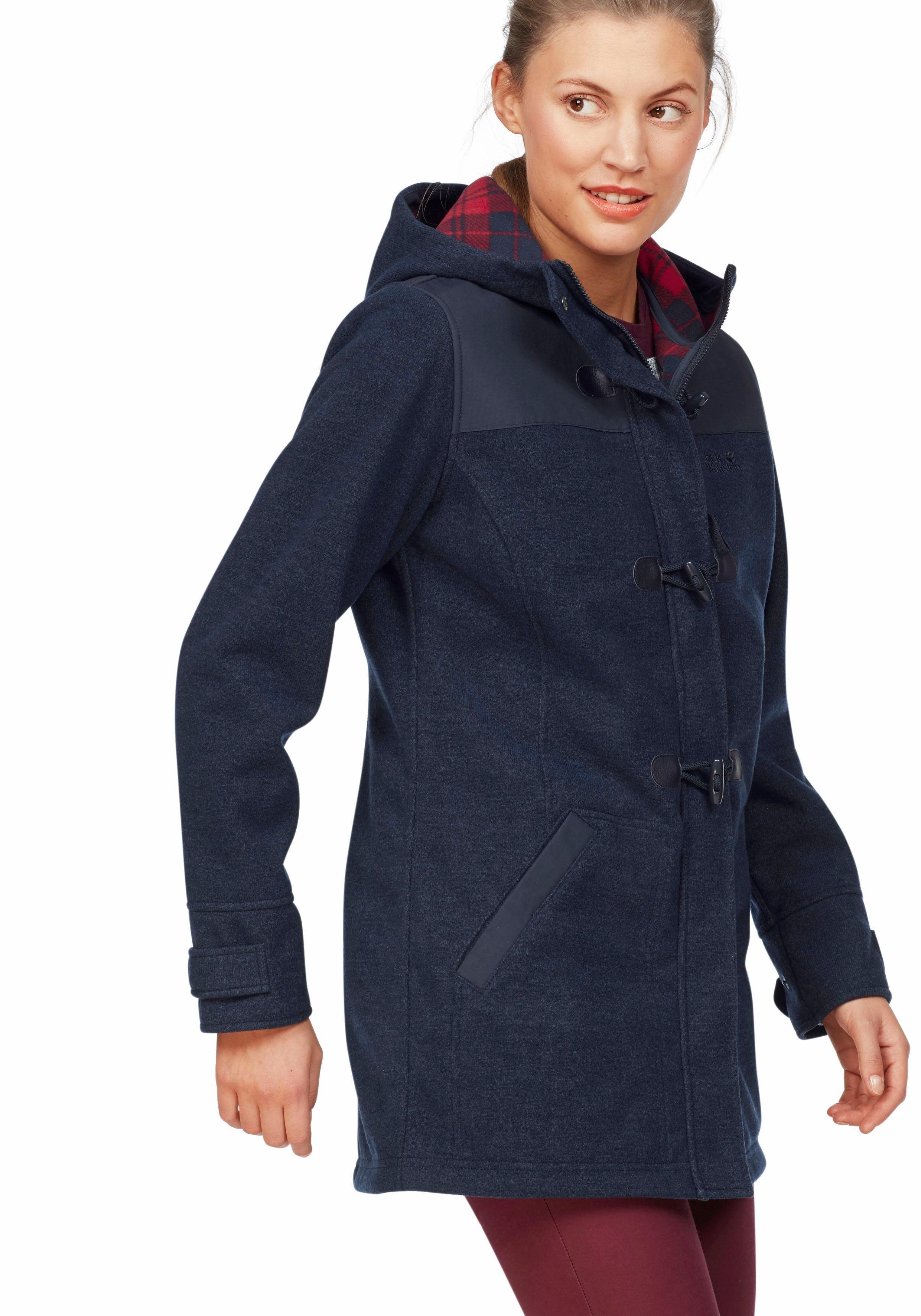 Jack Wolfskin Dufflecoat »EDMONTON COAT WOMEN« mit karierter Innenseite