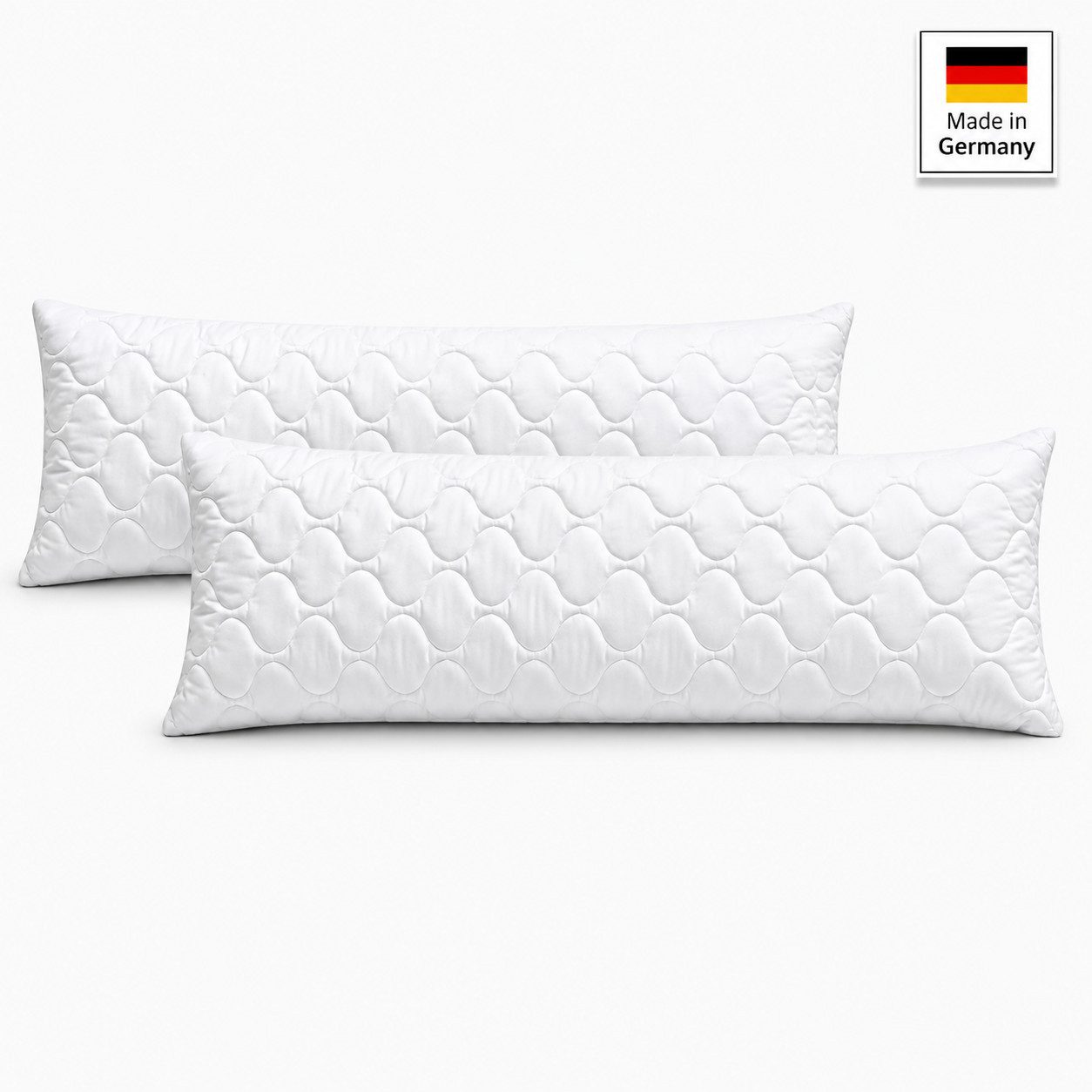 NEXGEN Luxus Baumwollkissen Steppkissen 152x40 cm, Weich, Hypoallergen, Premium Hotelqualität, Füllung: Polyester-Hohlfaser, Seitenschläfer, Bauchschläfer, Rückenschläfer, Spar-Set, Hergestellt in Deutschland, Deluxe Komfort
