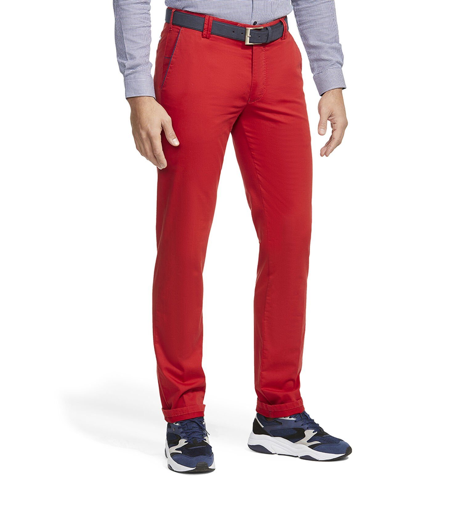 MEYER Regular-fit-Jeans Pima Cotton Chino Modell NEW YORK mit Sicherheitstasche im linken Taschenbeutel hellrot