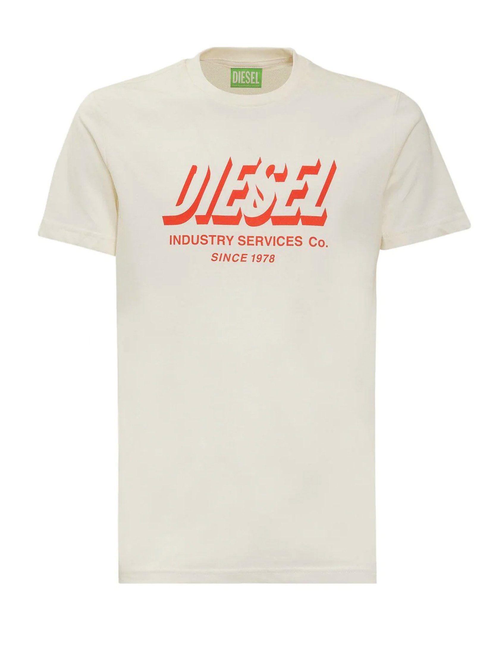 Diesel Rundhalsshirt Rundhals Logo Print Slim Fit Shirt - T-DIEGOS-A5 Creme günstig online kaufen