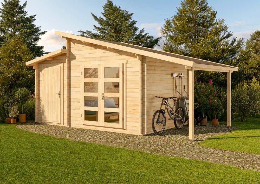 Alpholz Gartenhaus Holz Aktiva Varianta, BxT: 600x340 cm, in Naturbelassen mit 40mm Wandstärke