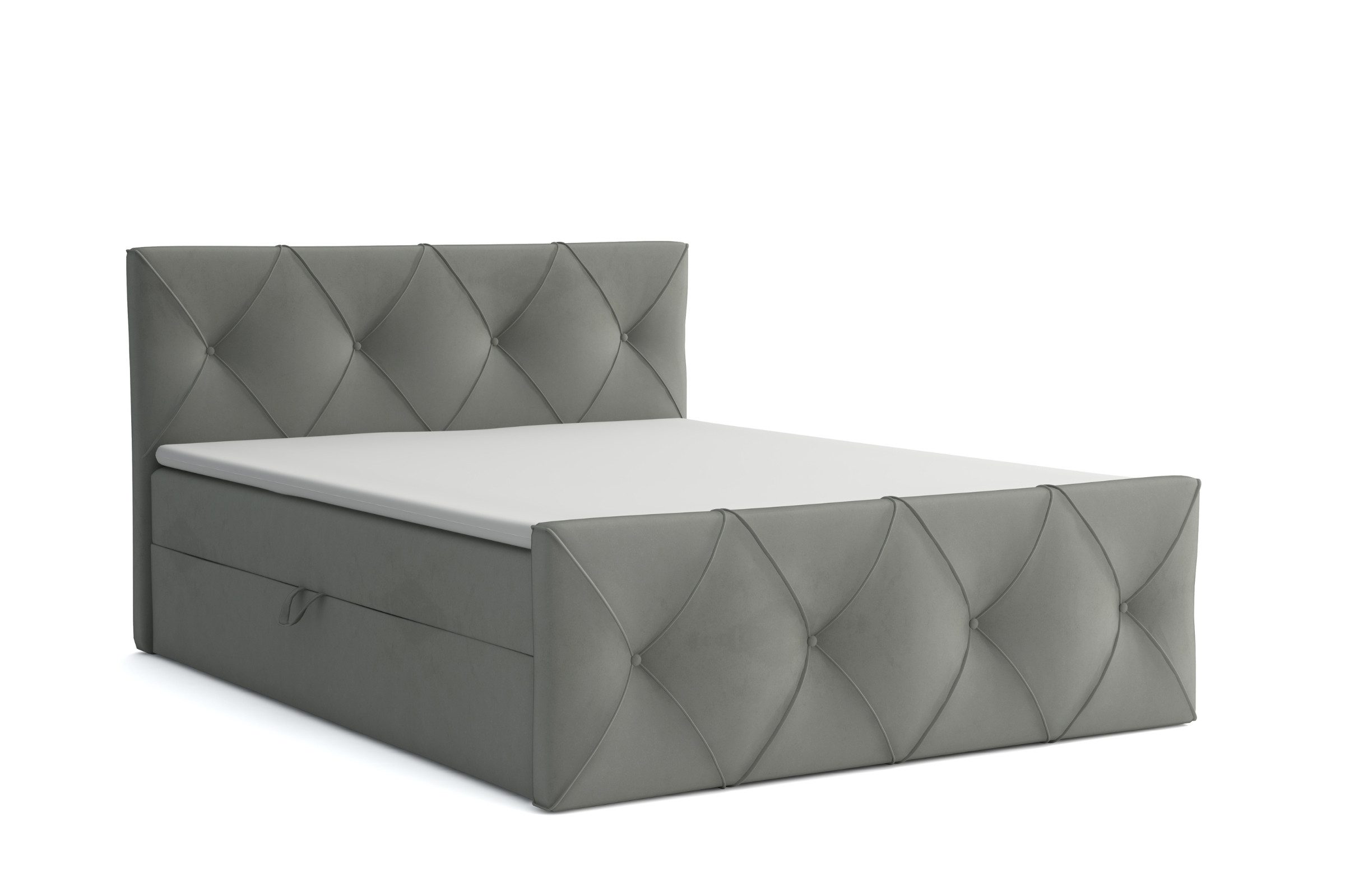 Deine Möbel 24 Boxspringbett CARLO LUX Boxbett Polsterbett Komplettbett Velours Samt (inkl. Bonellfederkern-Matratze H3, 3-St., Beige Grau Hellgrau Dunkelgrau Anthrazit), inkl Topper Bettkästen 120x200 140x200 160x200 180x200 200x200