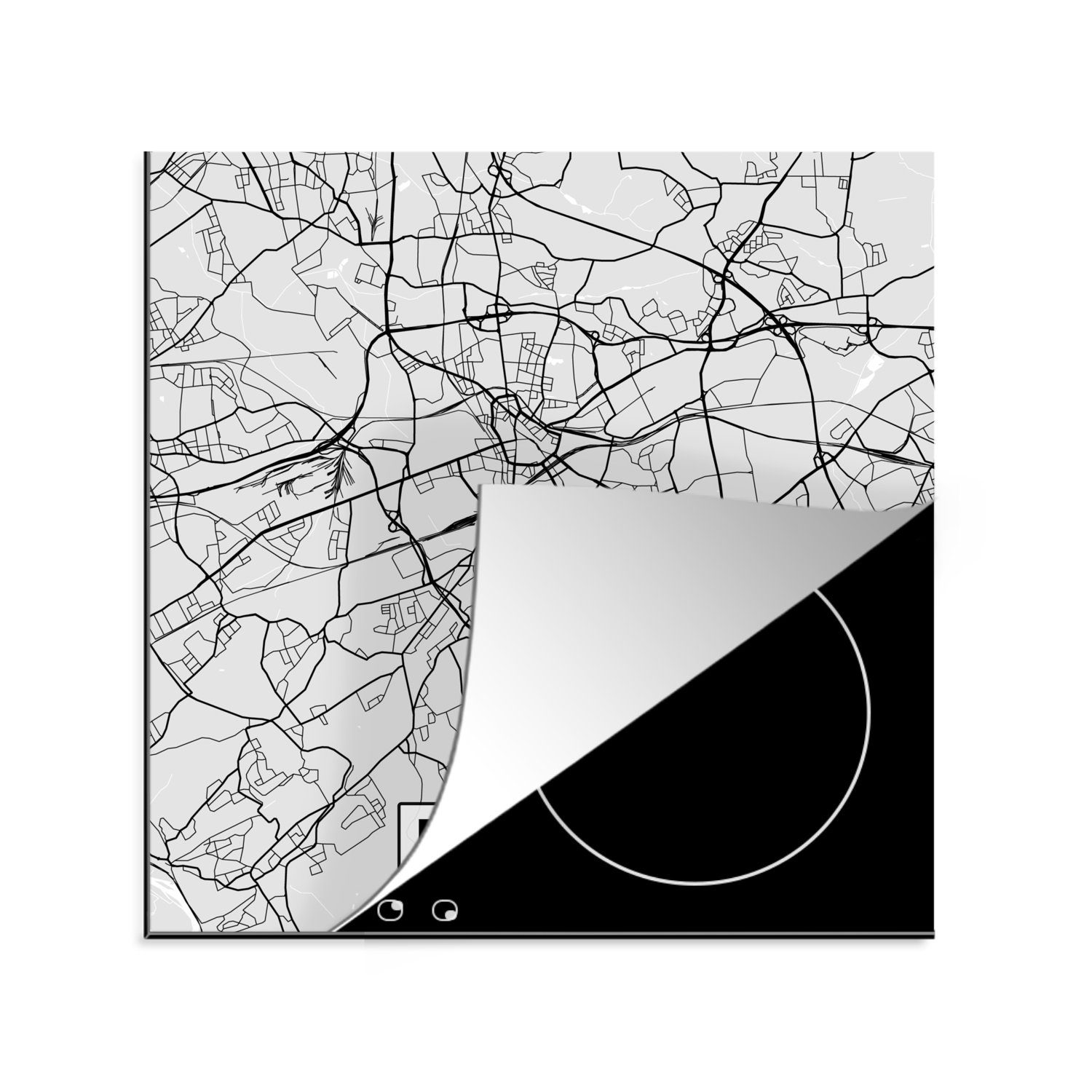MuchoWow Herdblende-/Abdeckplatte Bochum - Deutschland für 78x78 (1 - küche cm, tlg), - Stadtplan, Arbeitsplatte Vinyl, Ceranfeldabdeckung, Karte