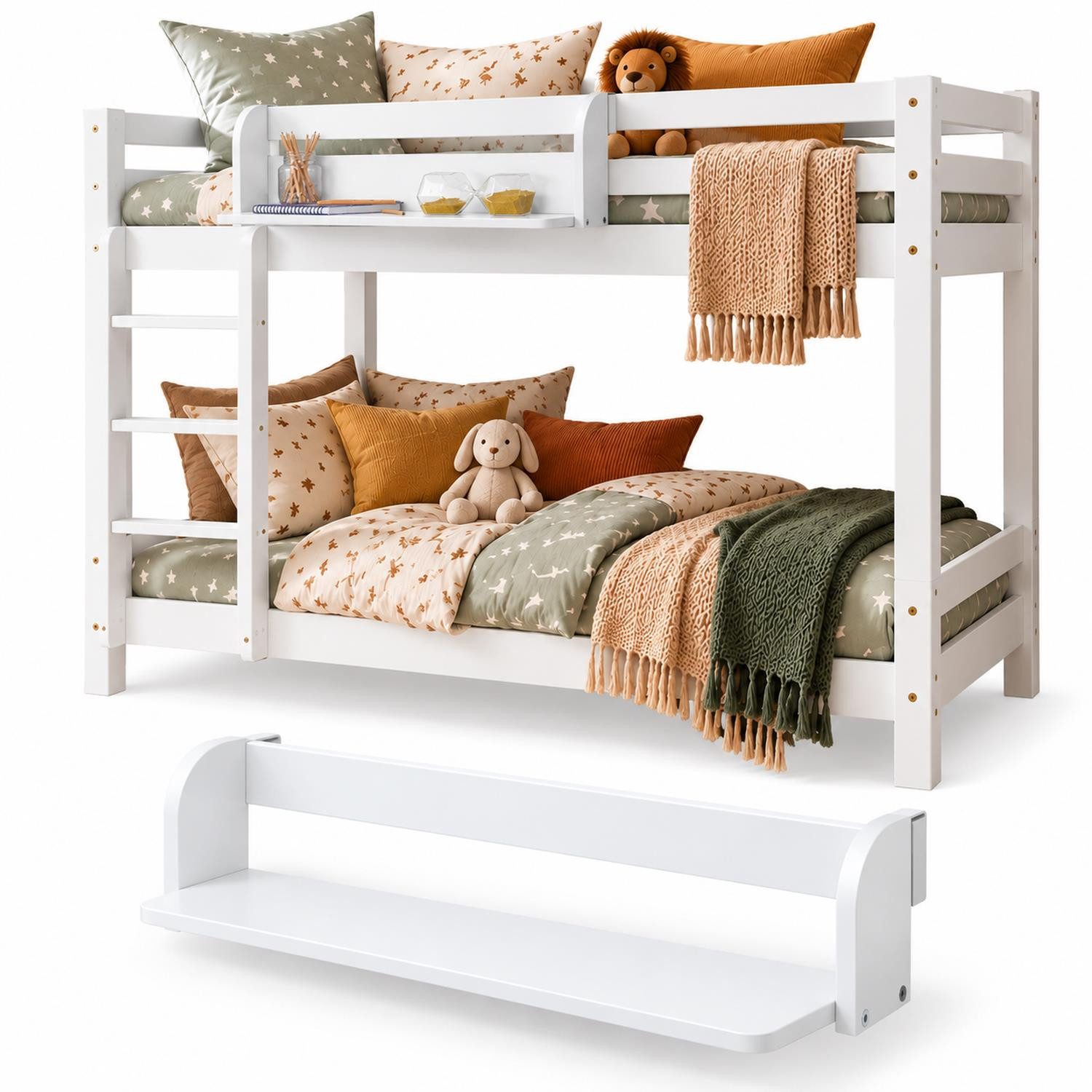 Homestyle4u Hochbett Zubehör Ablage Einhängeregal Hängeregal Regal für Kinder Weiß Bücher (Hochbettregal)