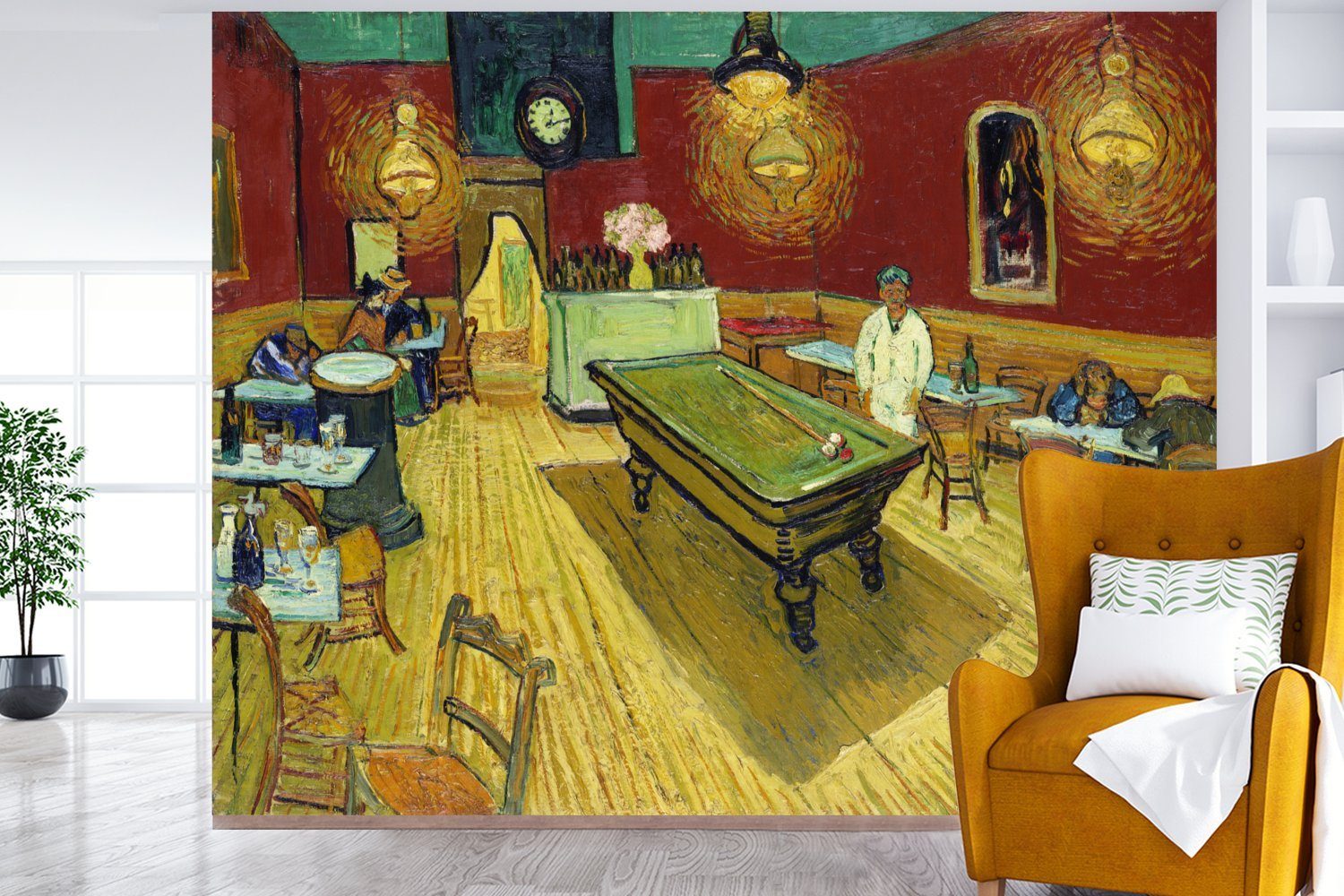 MuchoWow Fototapete für Wandtapete Wohnzimmer, - van bedruckt, Montagefertig (5 Das Matt, Gogh, St), Tapete Vincent Vinyl Nachtcafé