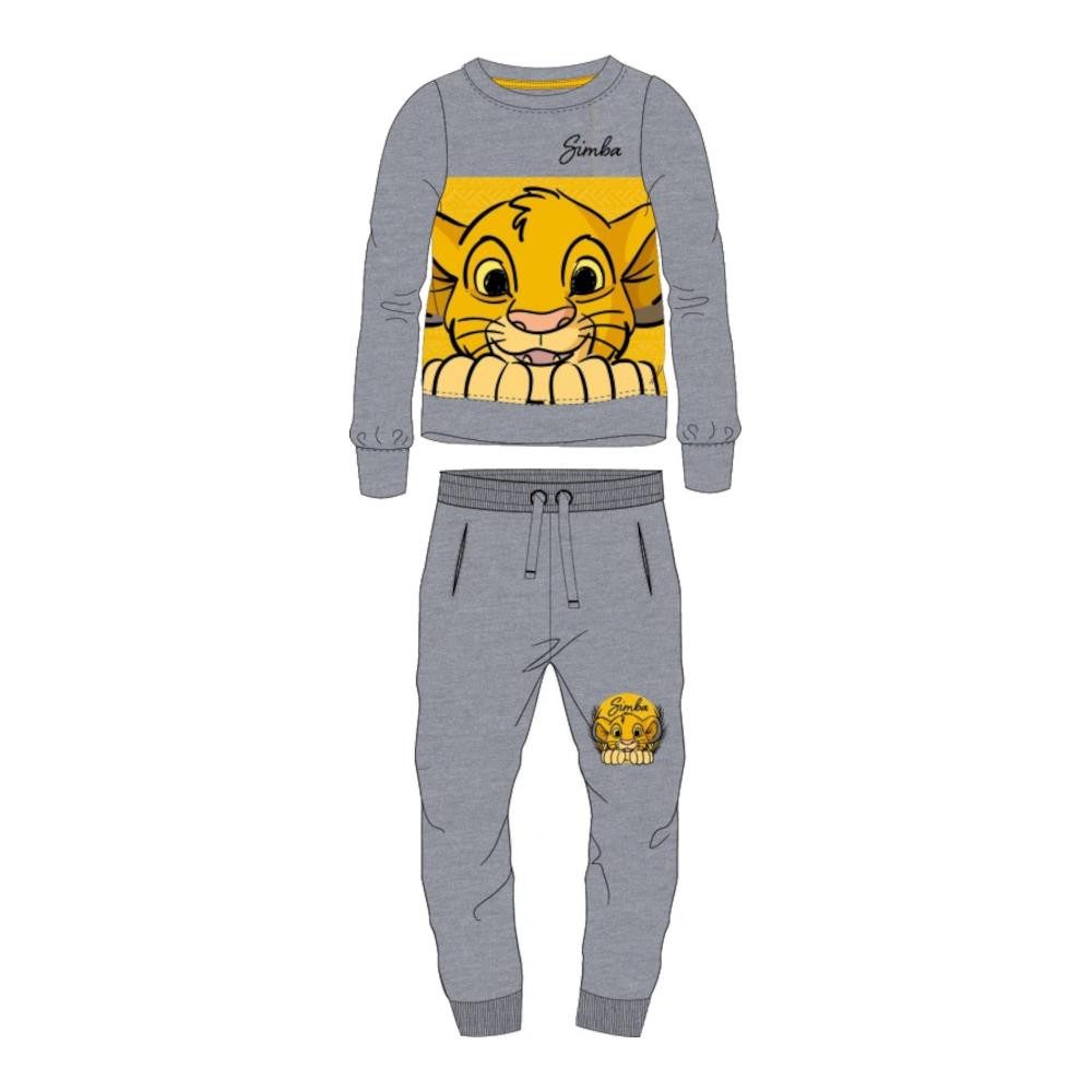 Disney Trainingsanzug König der Löwer Trainingsanzug Lang "Simba", Hellgrau, 92-128 (Set, 2-tlg), für Kinder, bestehend aus Hose und Pullover