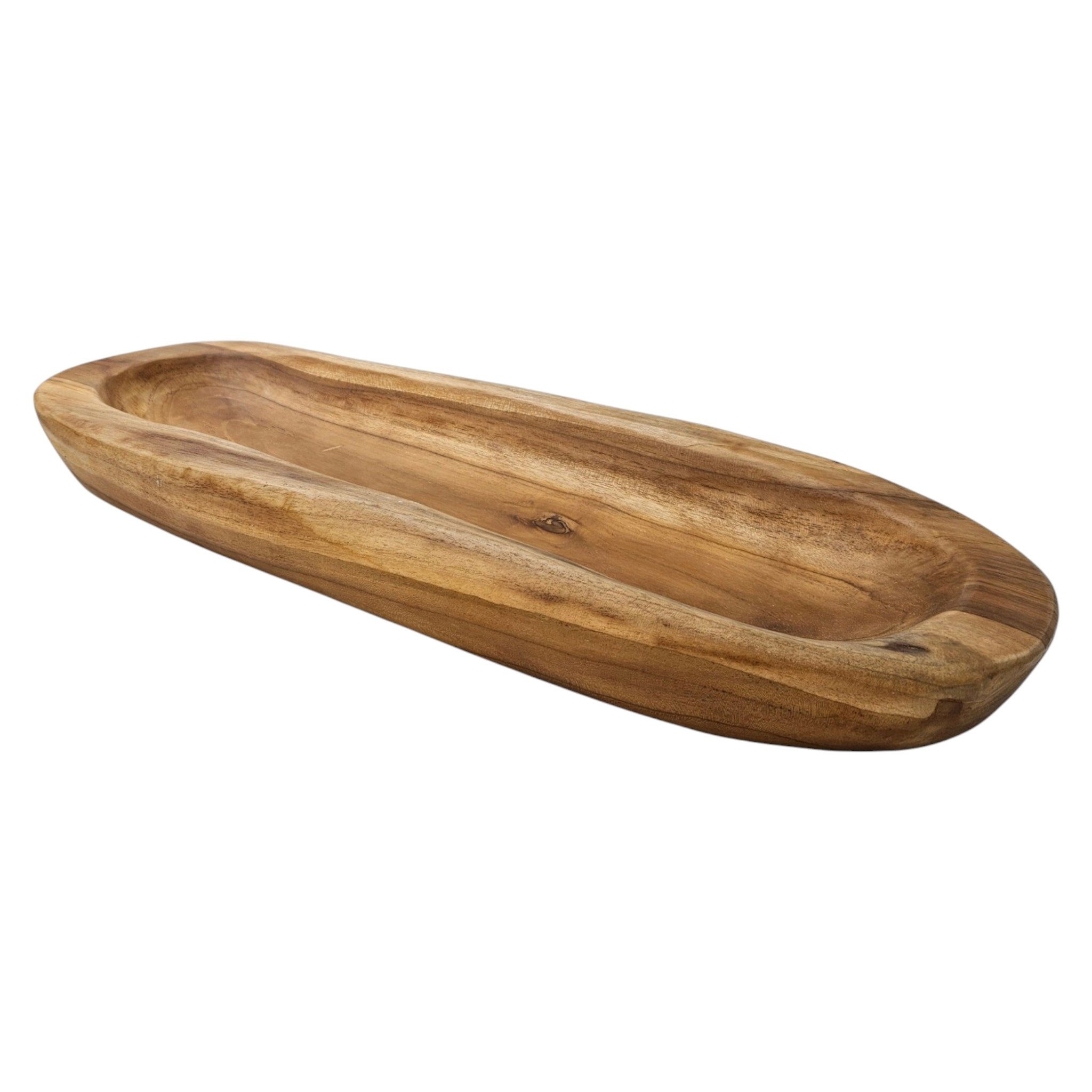 Meinposten Dekoschale Naturschale Teak Holz lang 60 cm Schale braun massiv XL (1 St), Naturprodukt echtes Unikat. – Bild 3 von 5